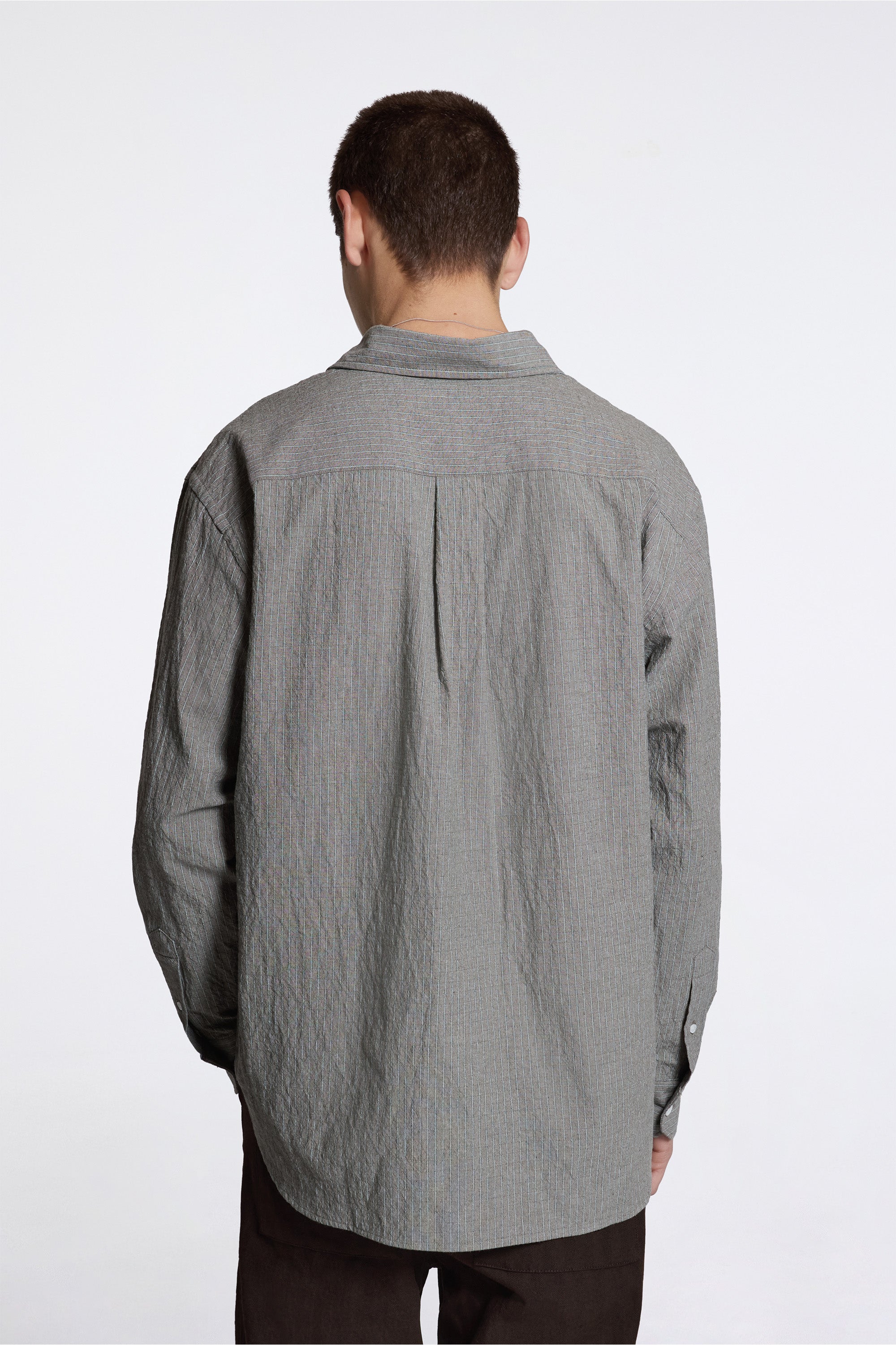 Falster Oversized Textured Stripe Shirt Vetiver
