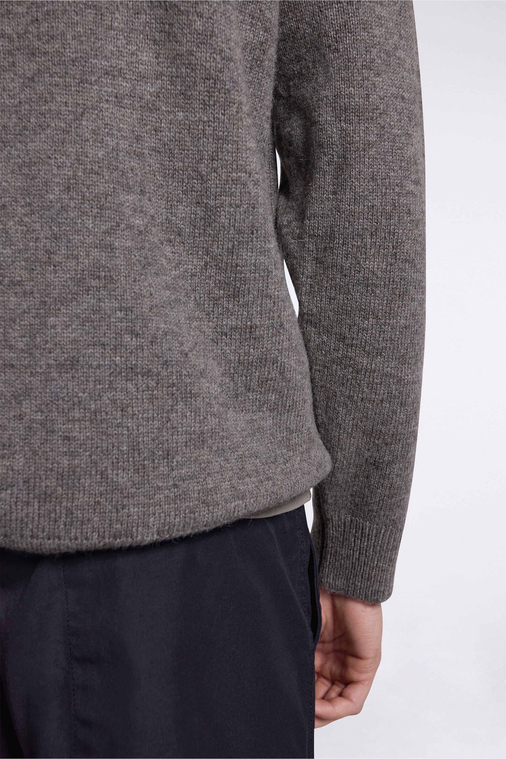 Shetland Wool 1/4 Zip Sweater Stone Heather