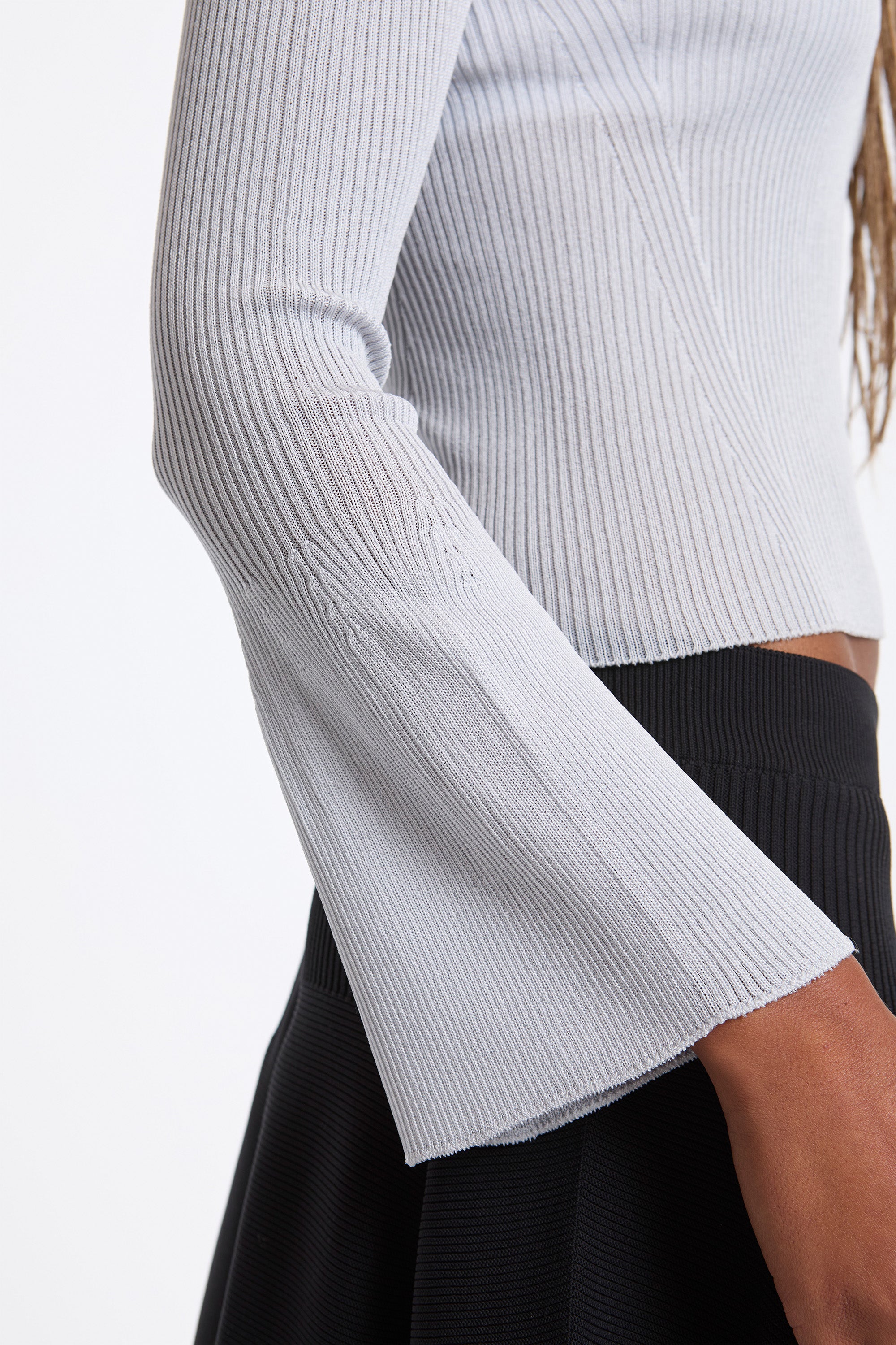 Soft Portrait Long Bell Sleeve Top Haze Gray