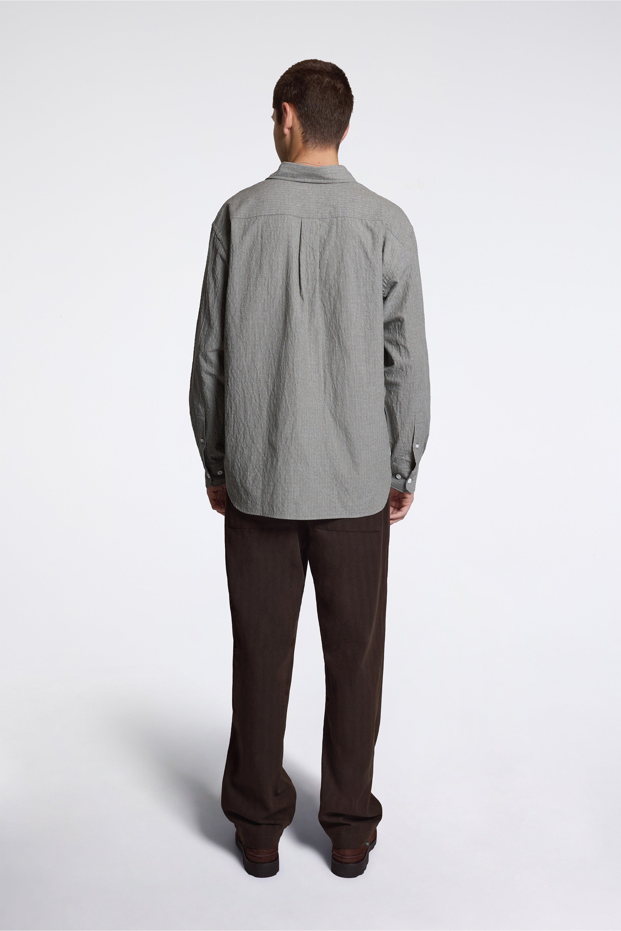 Falster Oversized Textured Stripe Shirt Vetiver