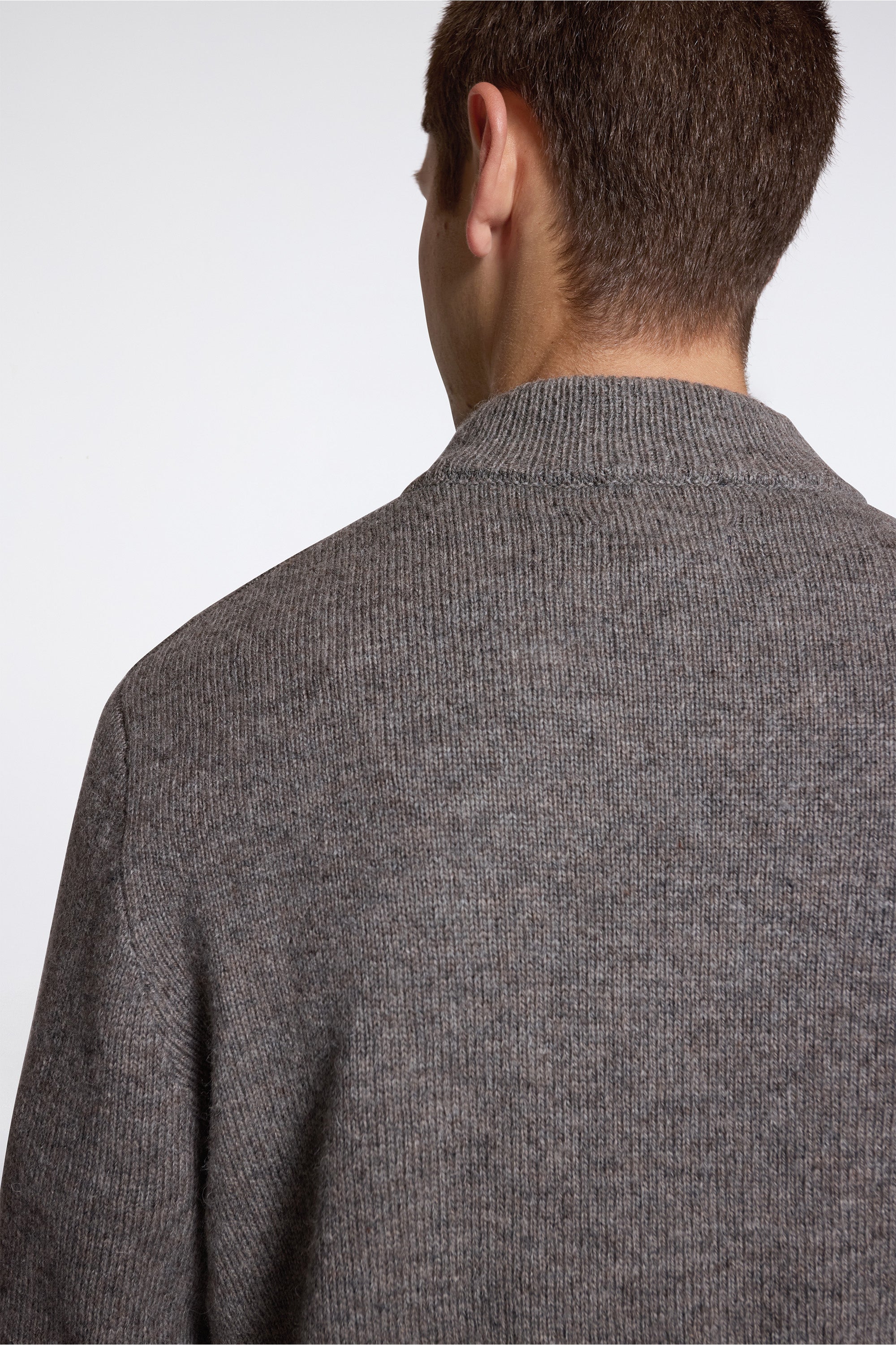 Shetland Wool 1/4 Zip Sweater Stone Heather