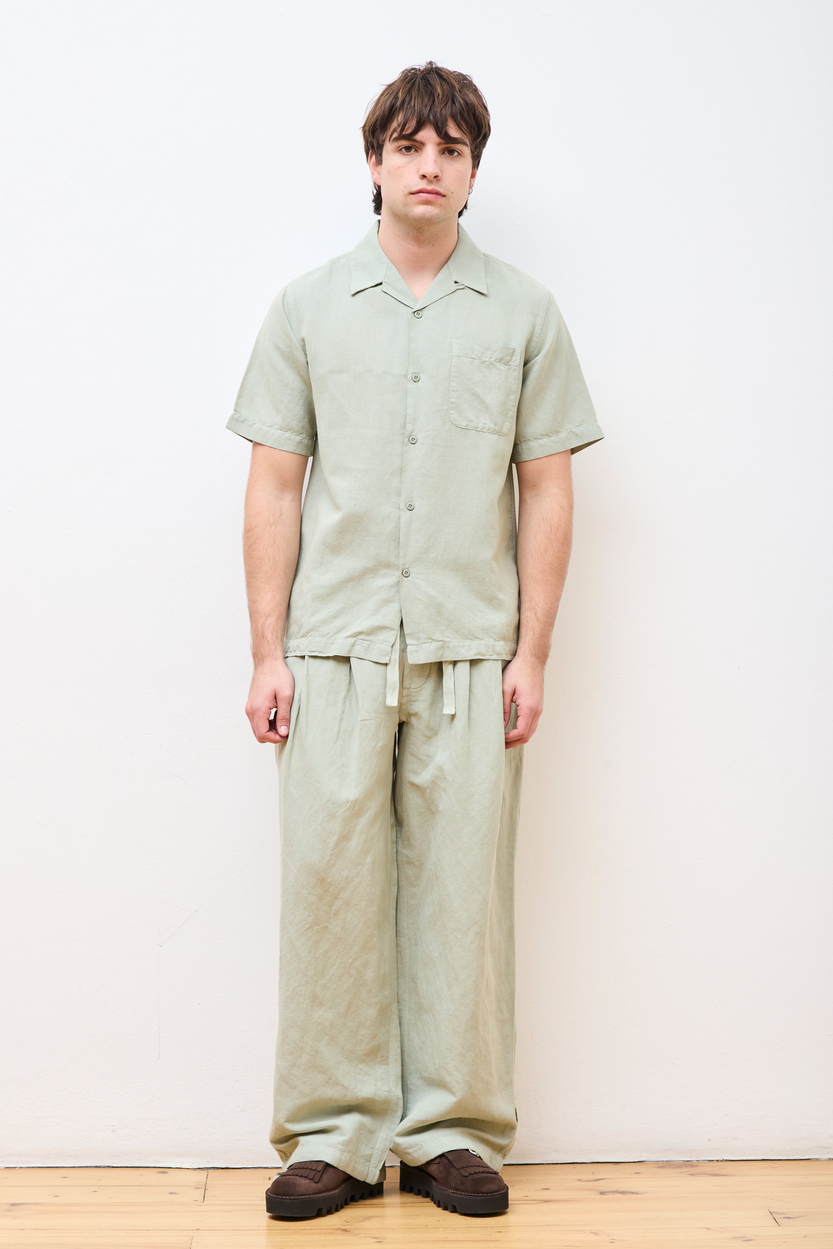 Hemp Pleated Track Pant Sage