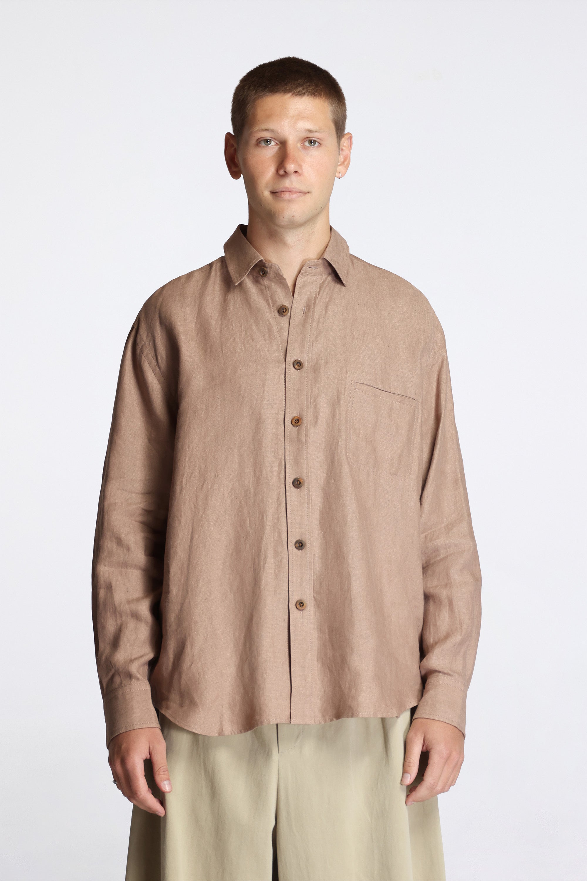 Easy Shirt Powder Fine Linen Argyle