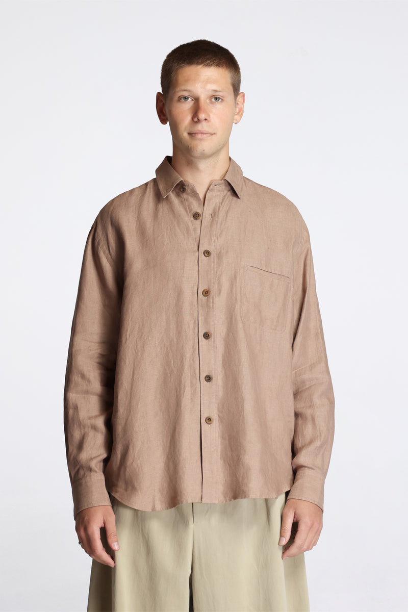 Easy Shirt Powder Fine Linen Argyle
