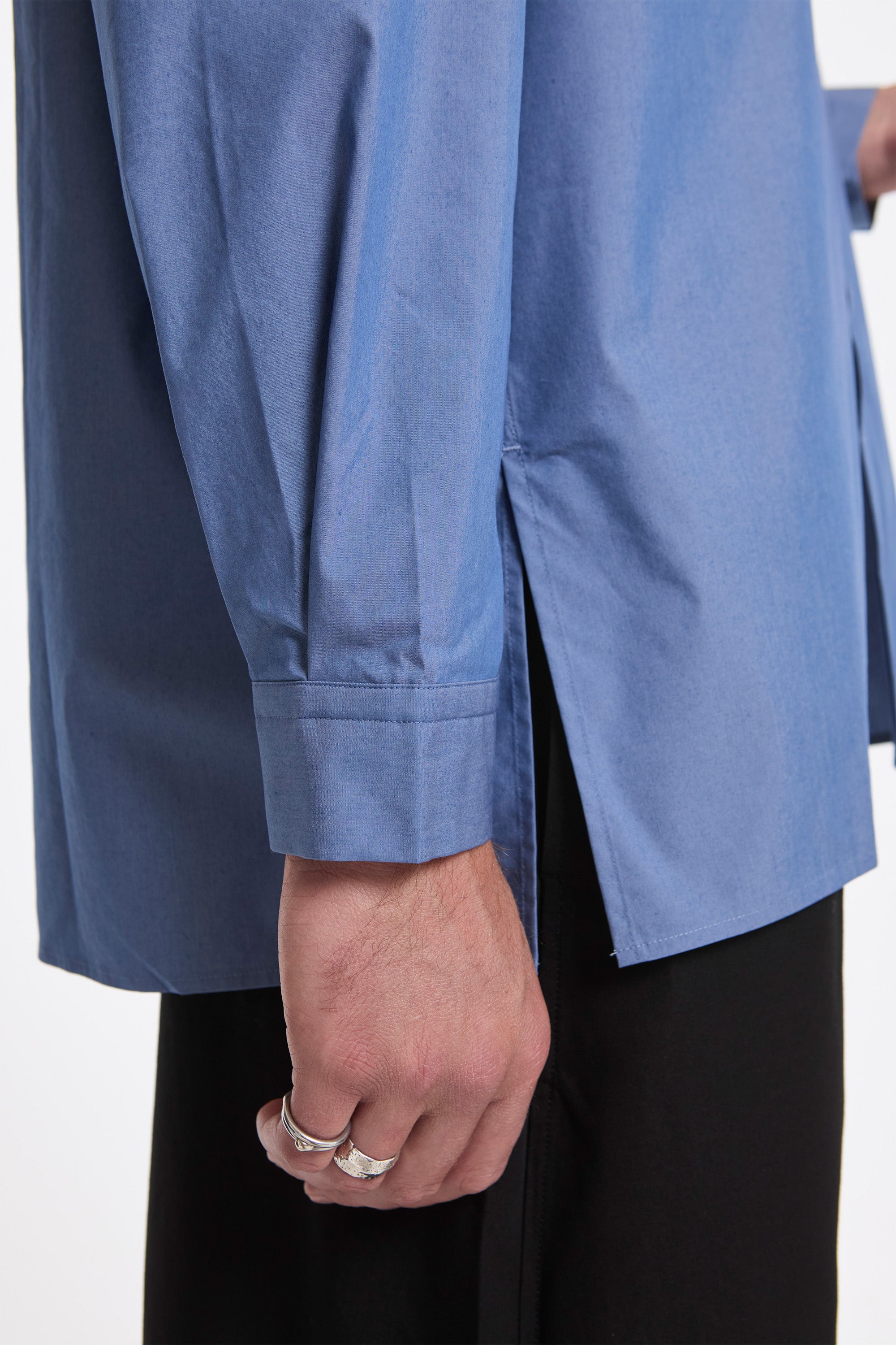 Square Pocket Oversized Shirt Blue