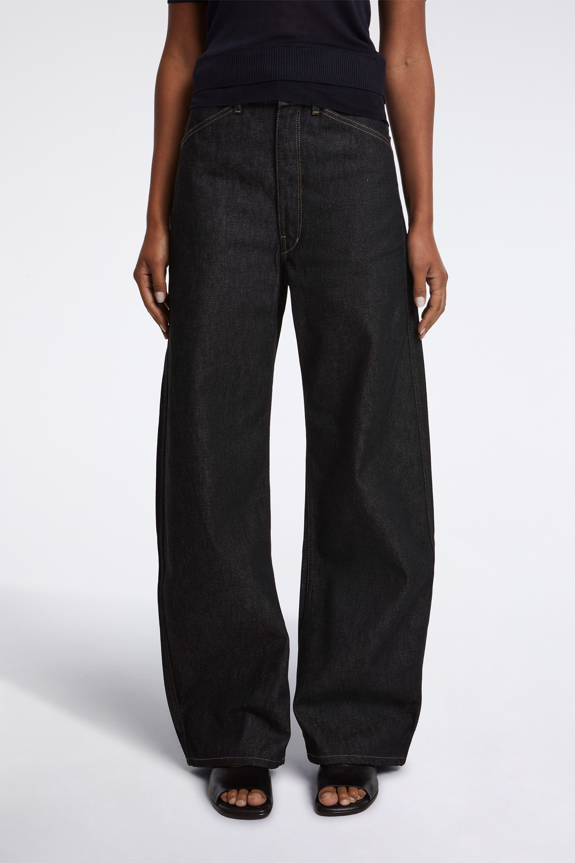 High Waisted Curved Pants Slate