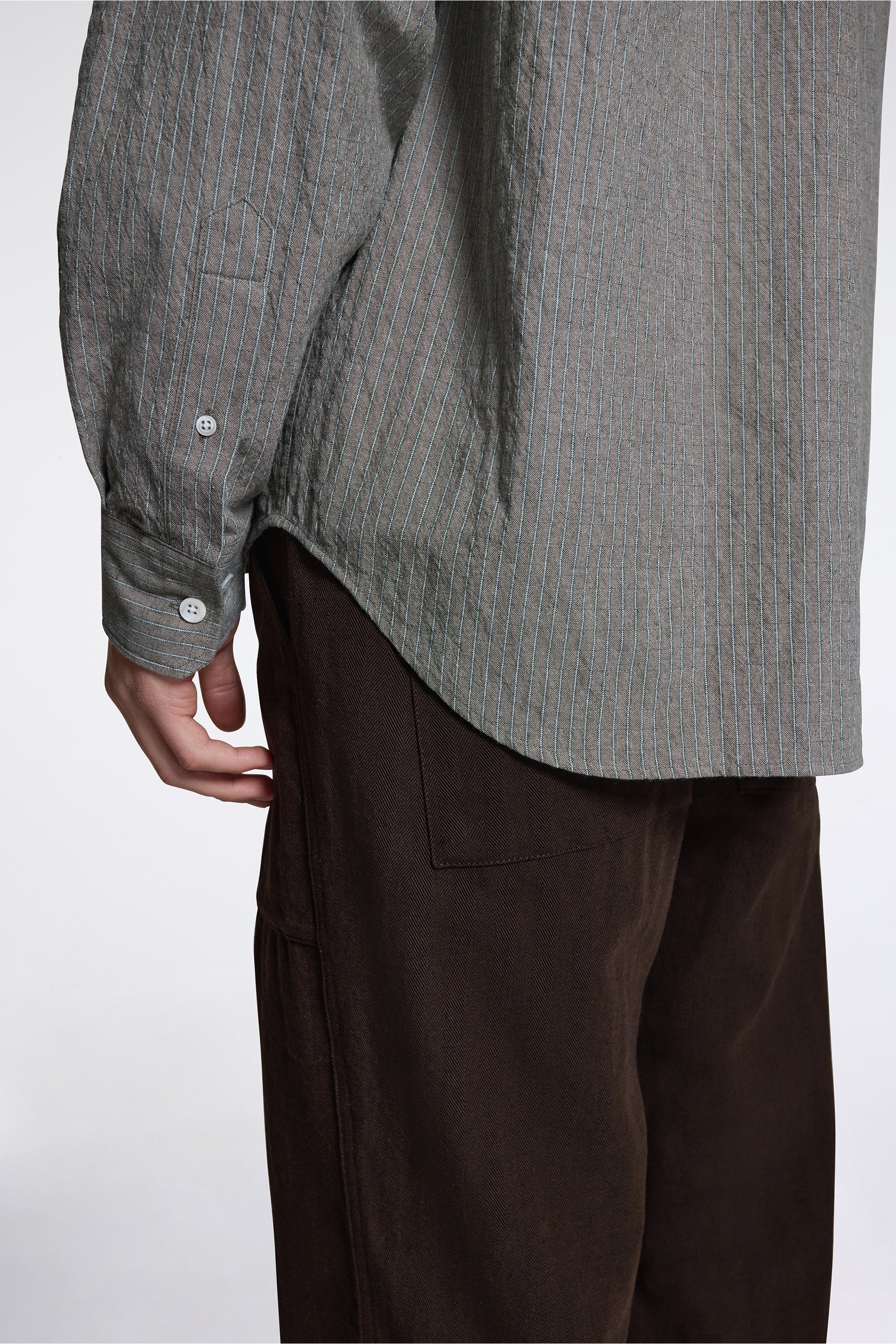 Falster Oversized Textured Stripe Shirt Vetiver