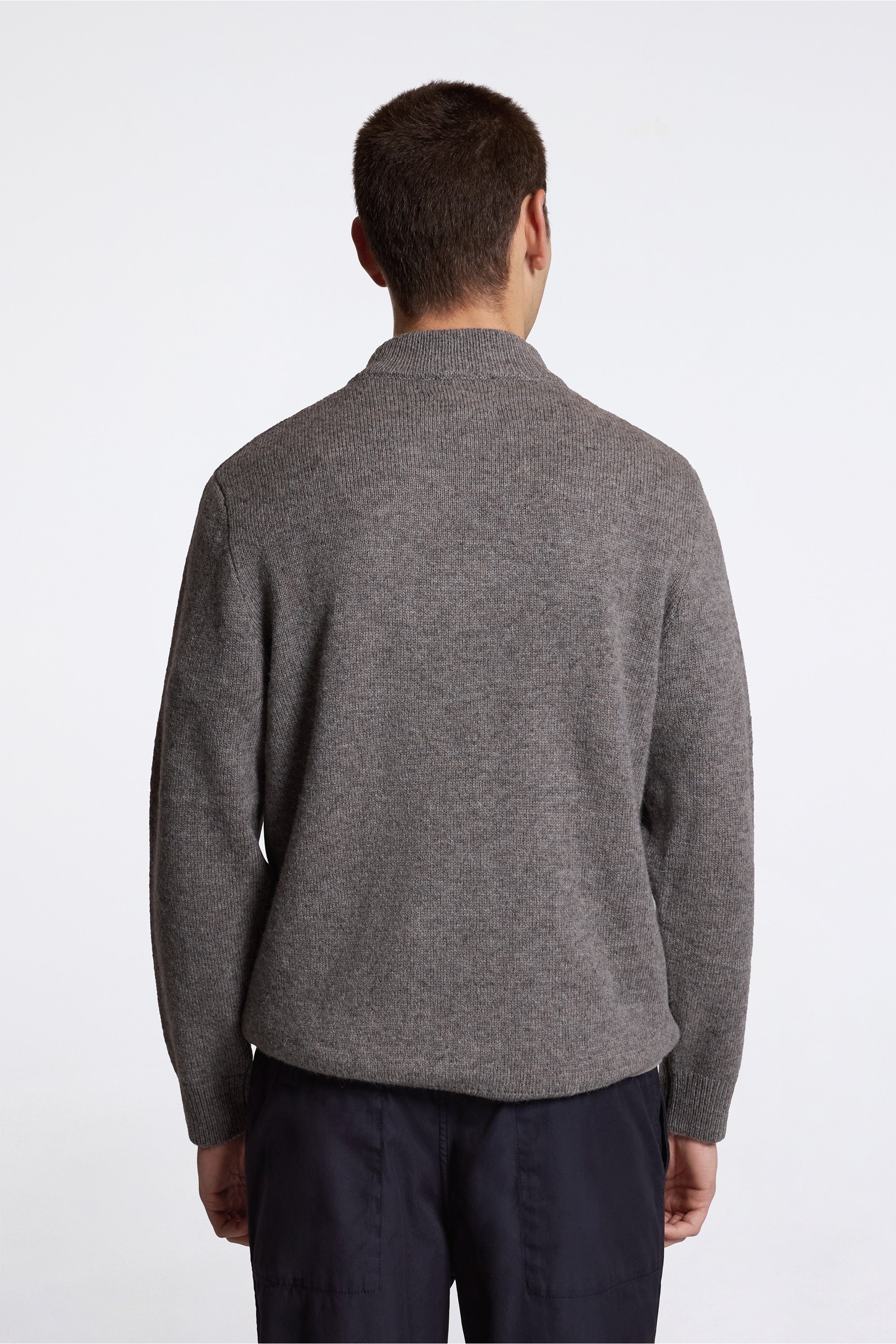 Shetland Wool 1/4 Zip Sweater Stone Heather