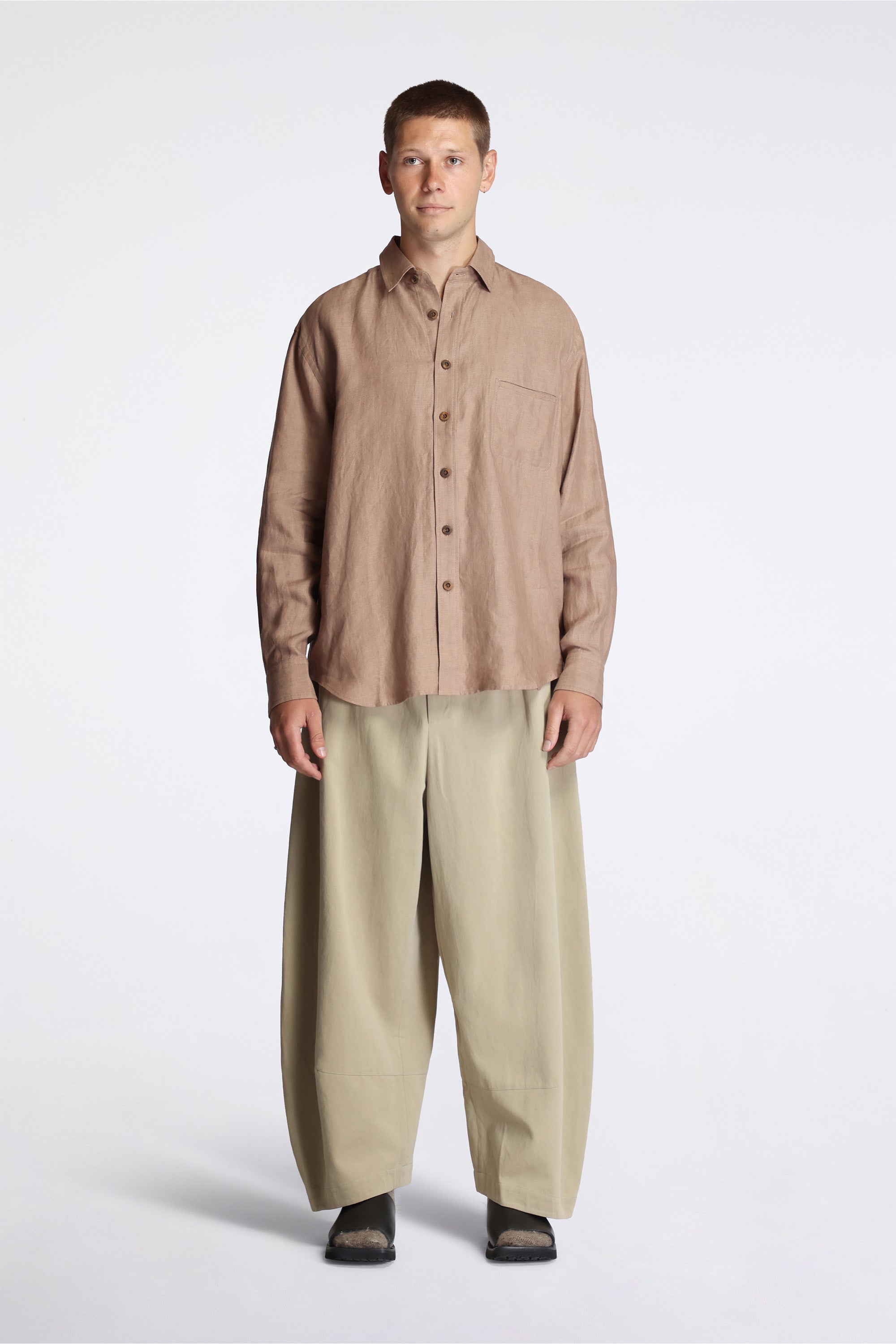 Easy Shirt Powder Fine Linen Argyle