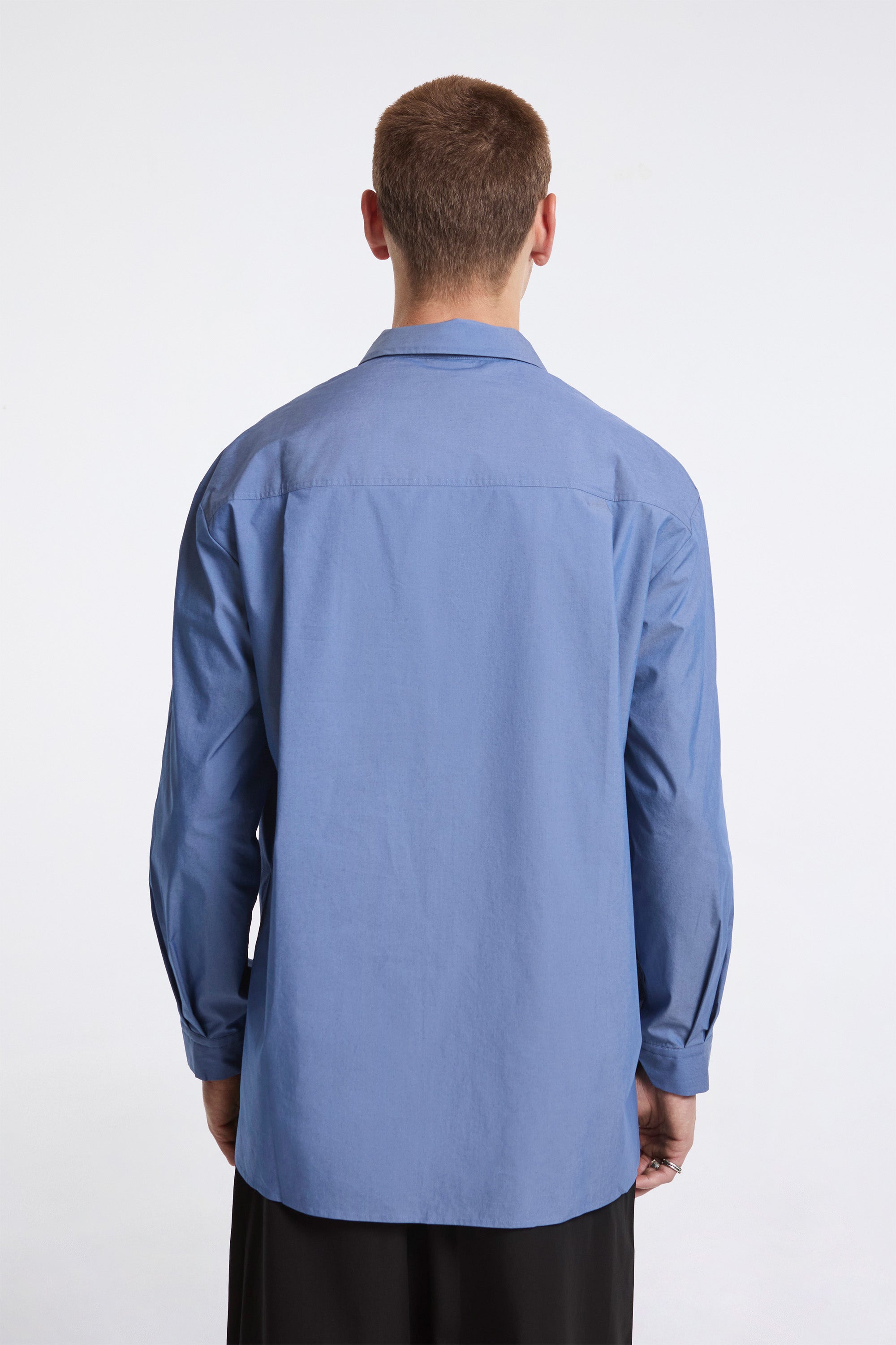Square Pocket Oversized Shirt Blue