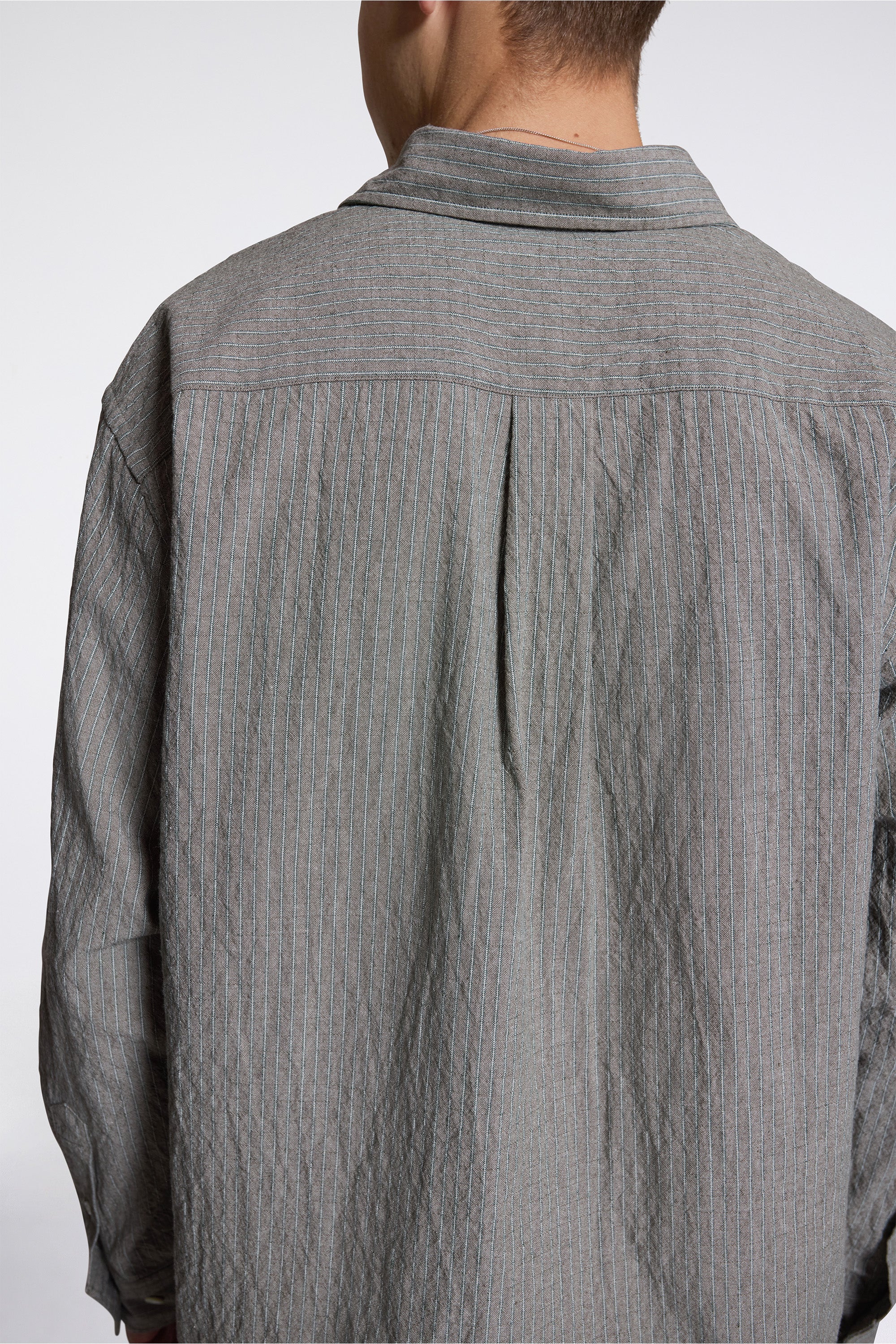 Falster Oversized Textured Stripe Shirt Vetiver