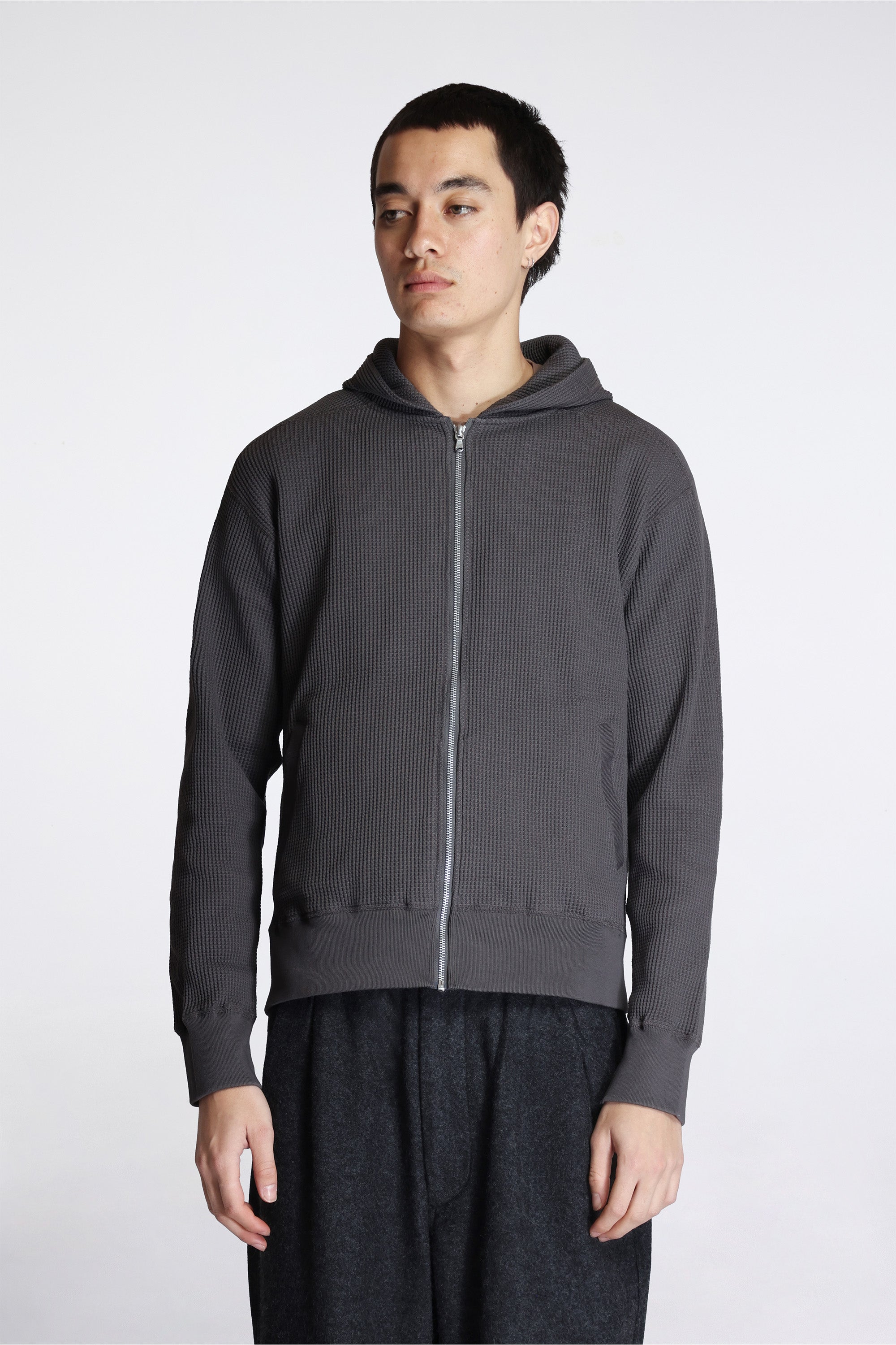 Zip Up Thermal Hoodie Charcoal
