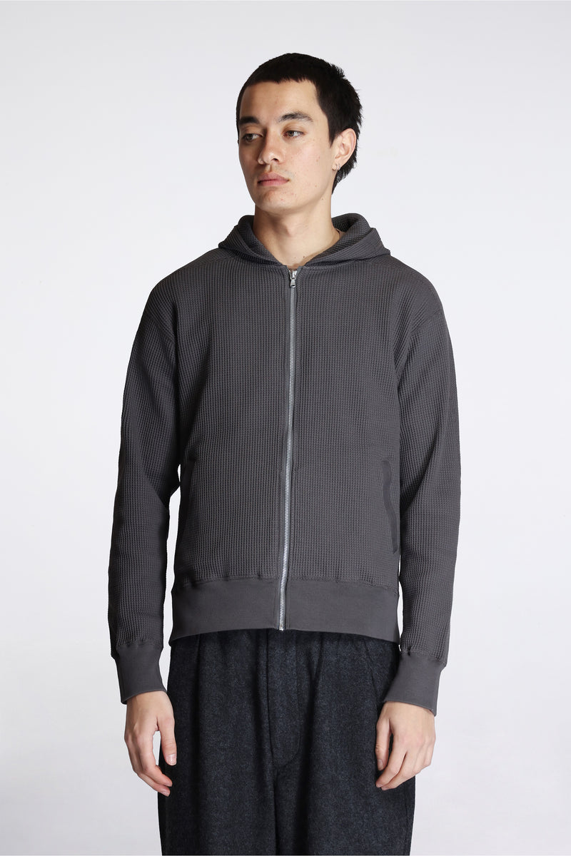 Zip Up Thermal Hoodie Charcoal