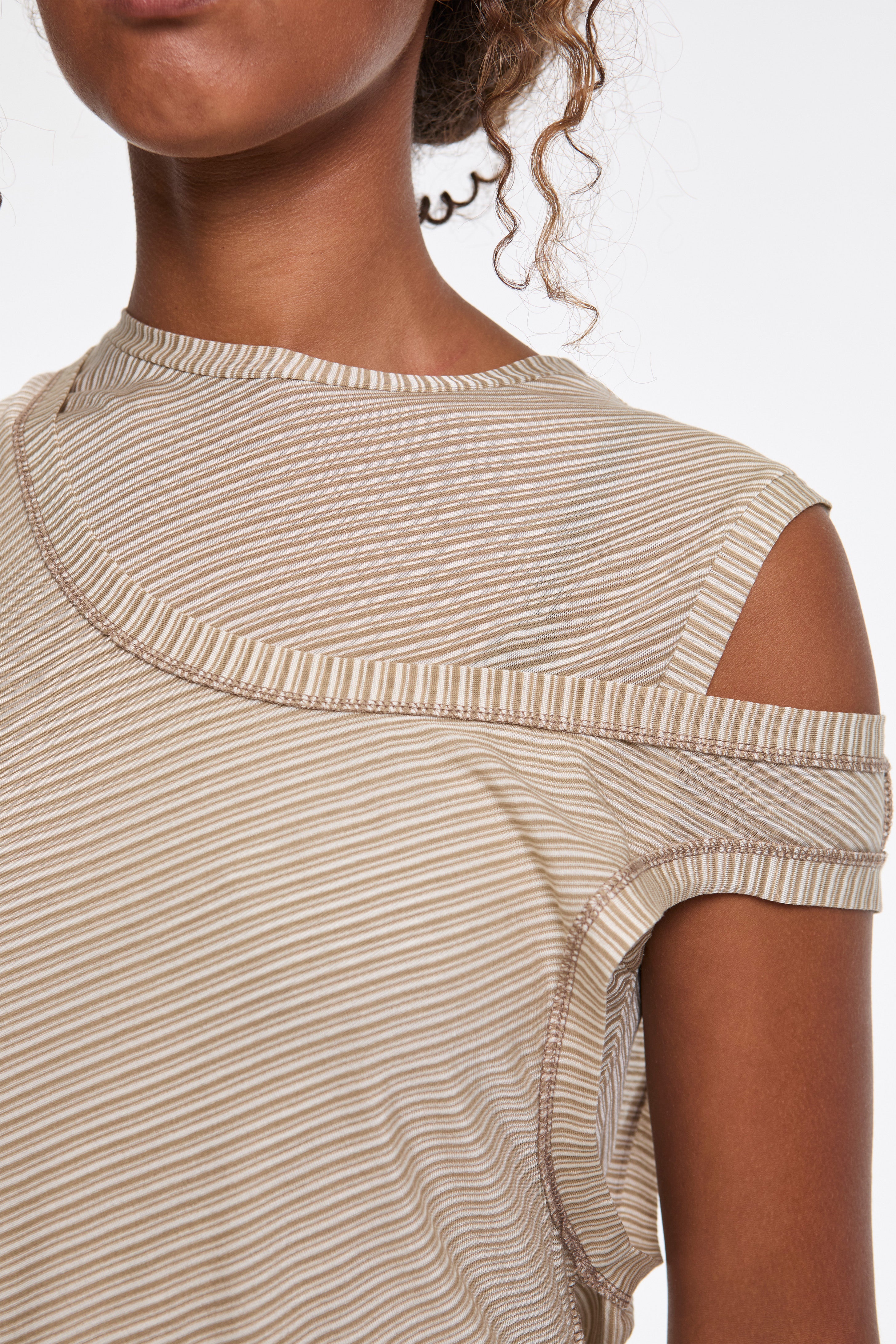 Double Layered Jersey Tank Sesame Stripe