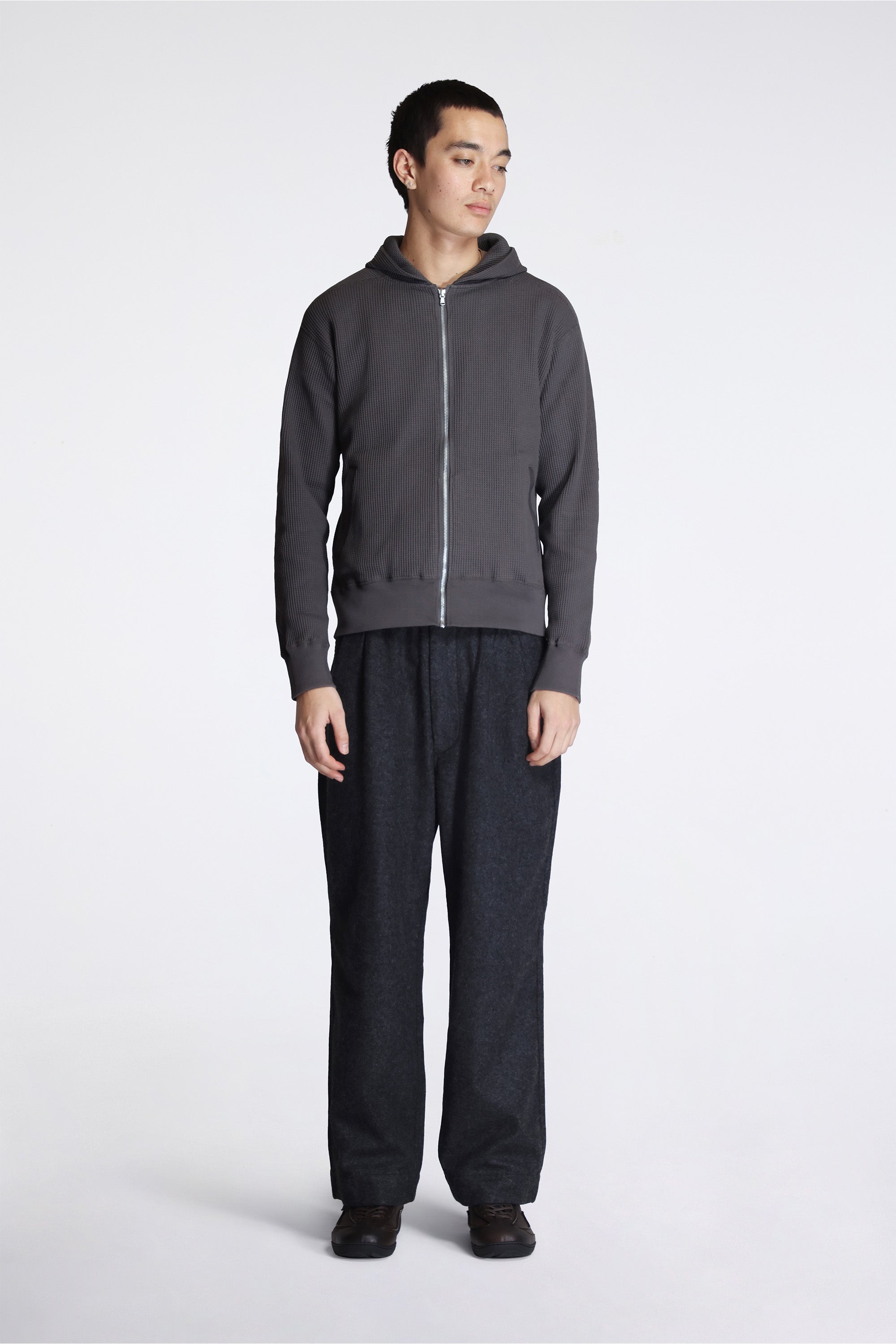 Zip Up Thermal Hoodie Charcoal