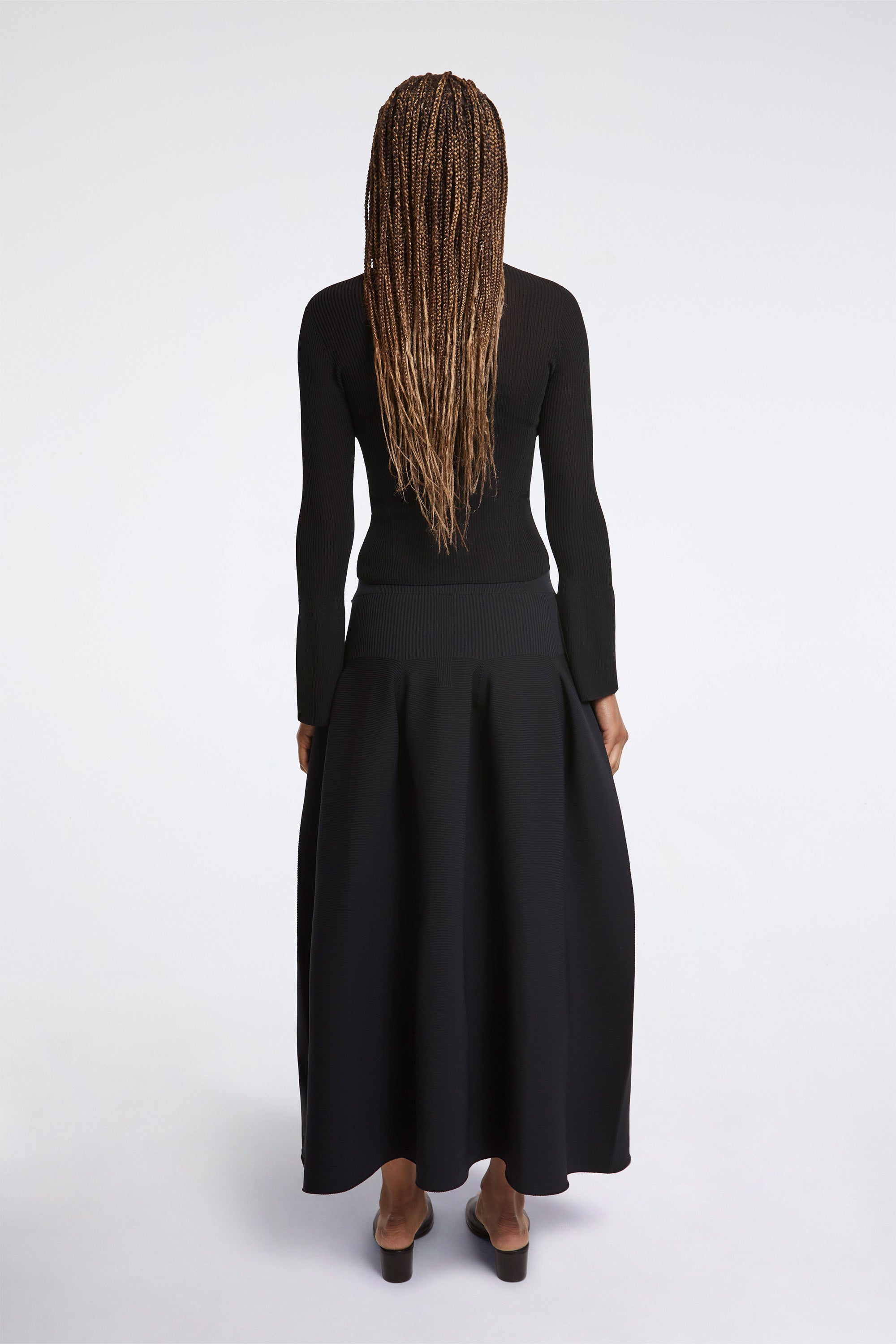 Soft Portrait Long Bell Sleeve Top Black