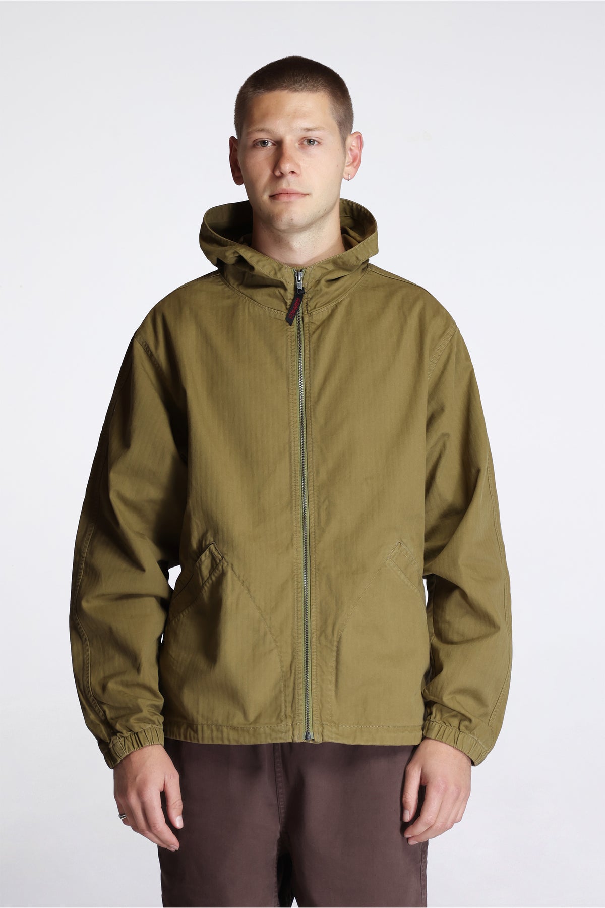 Herringbone Hooded Jacket Olive Drab