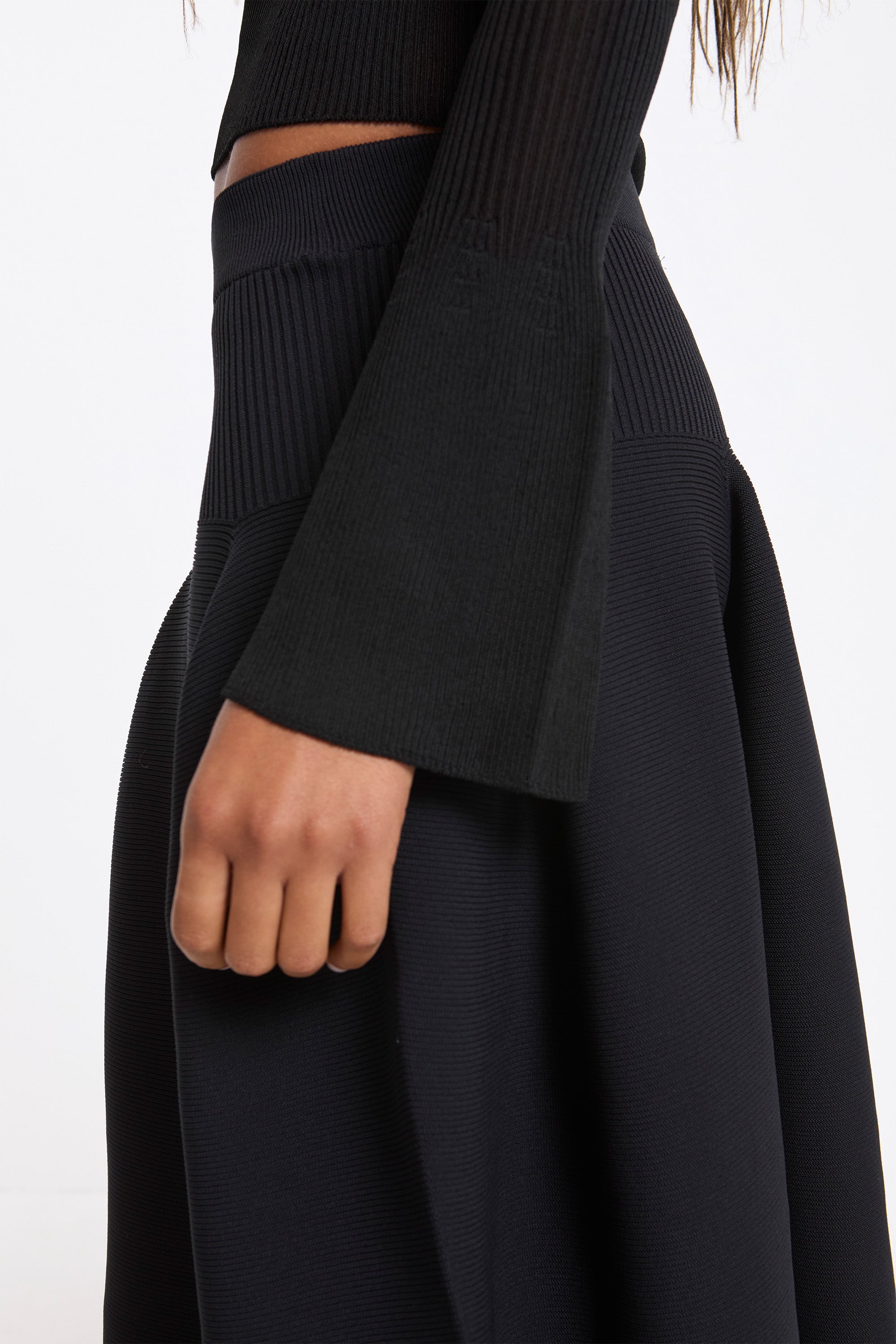 CFCL Soft Portrait Long Bell Sleeve Top Black | HAVN