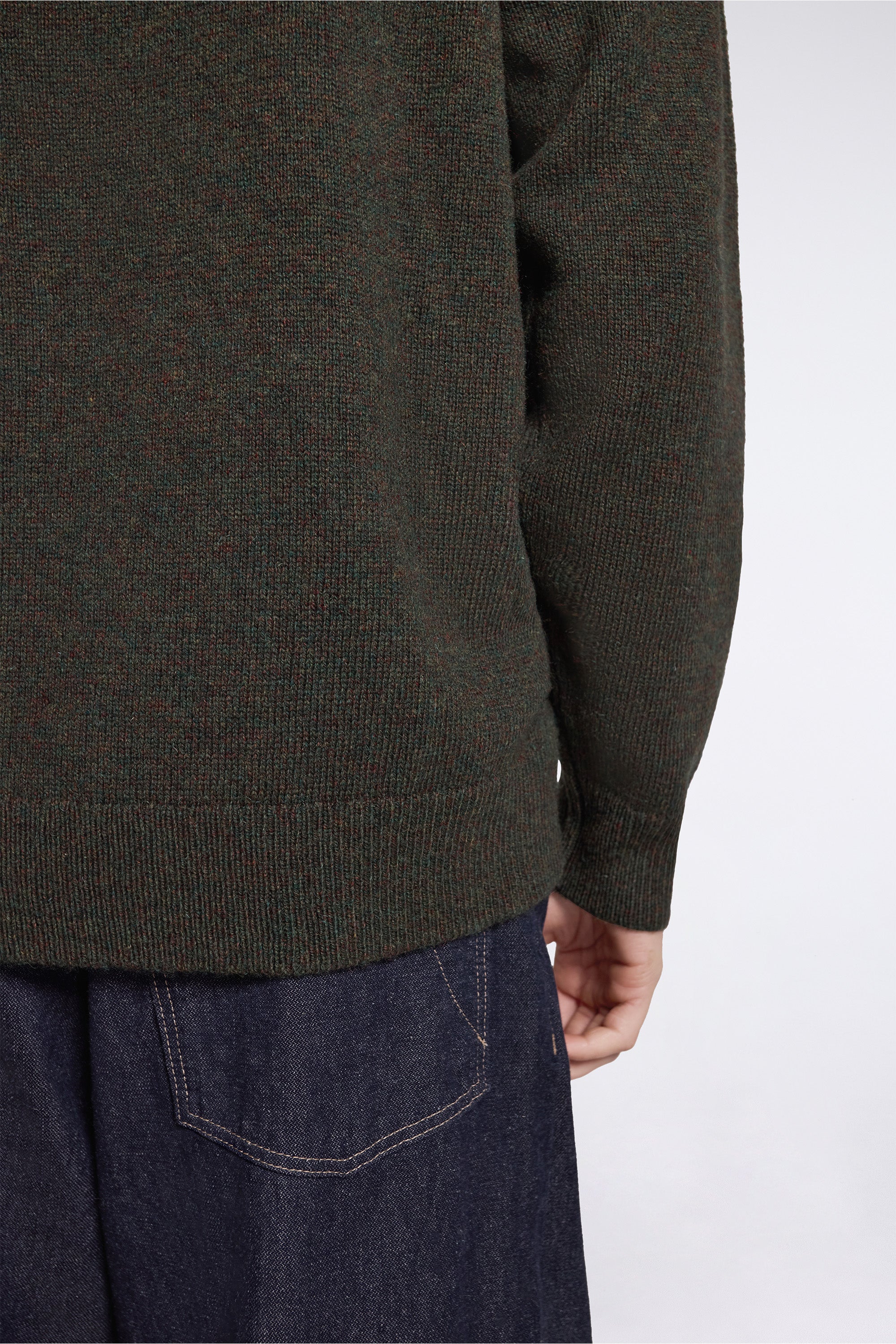 Shetland Wool 1/4 Zip Sweater Camo Heather