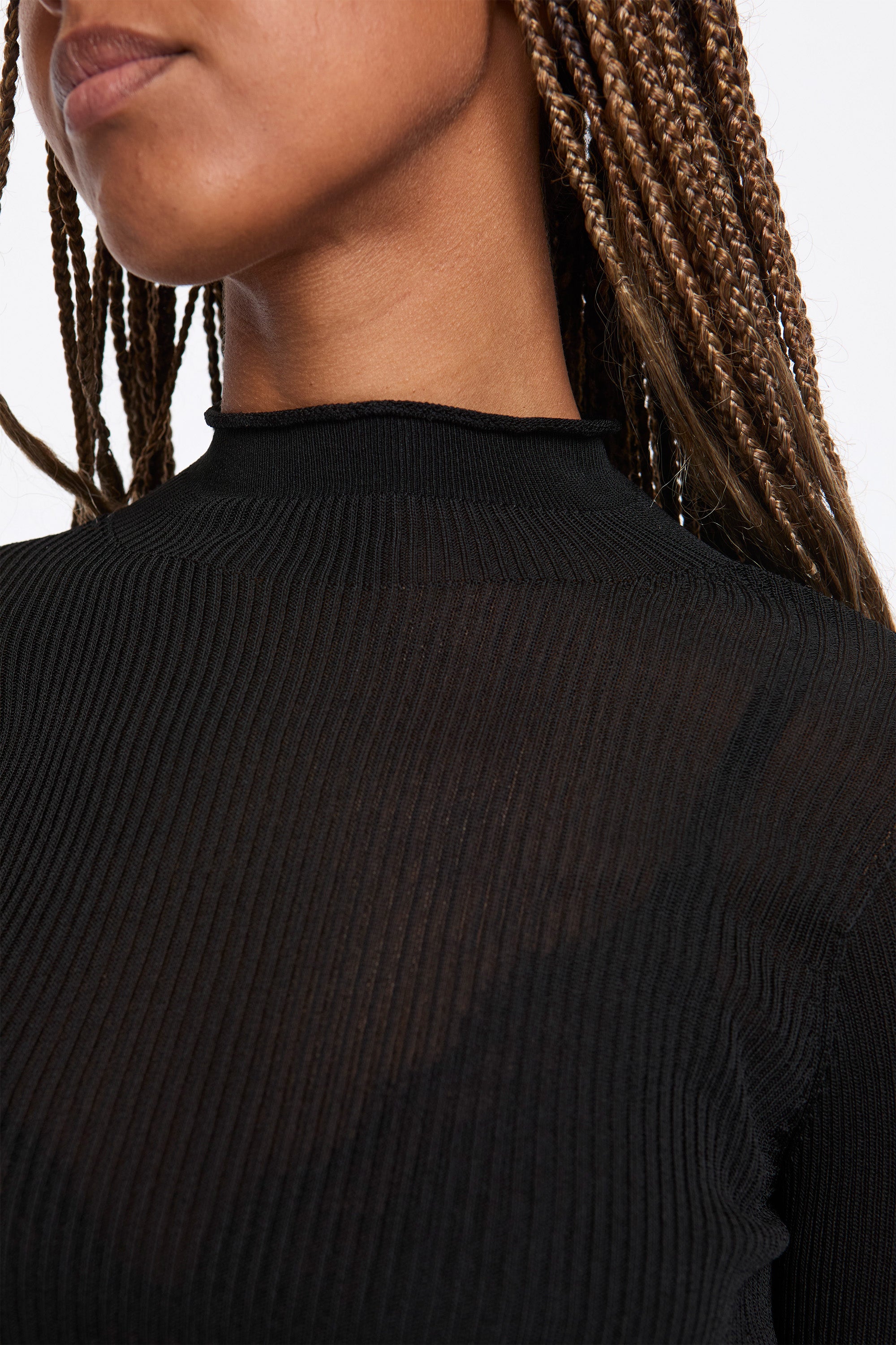 Soft Portrait Long Bell Sleeve Top Black