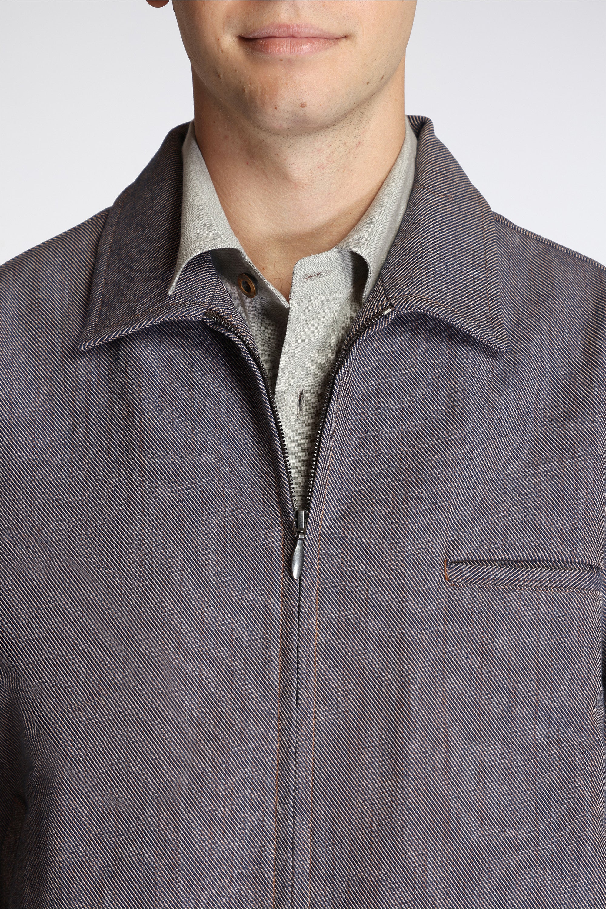Collared Zip Blouson Persimmon Back Denim