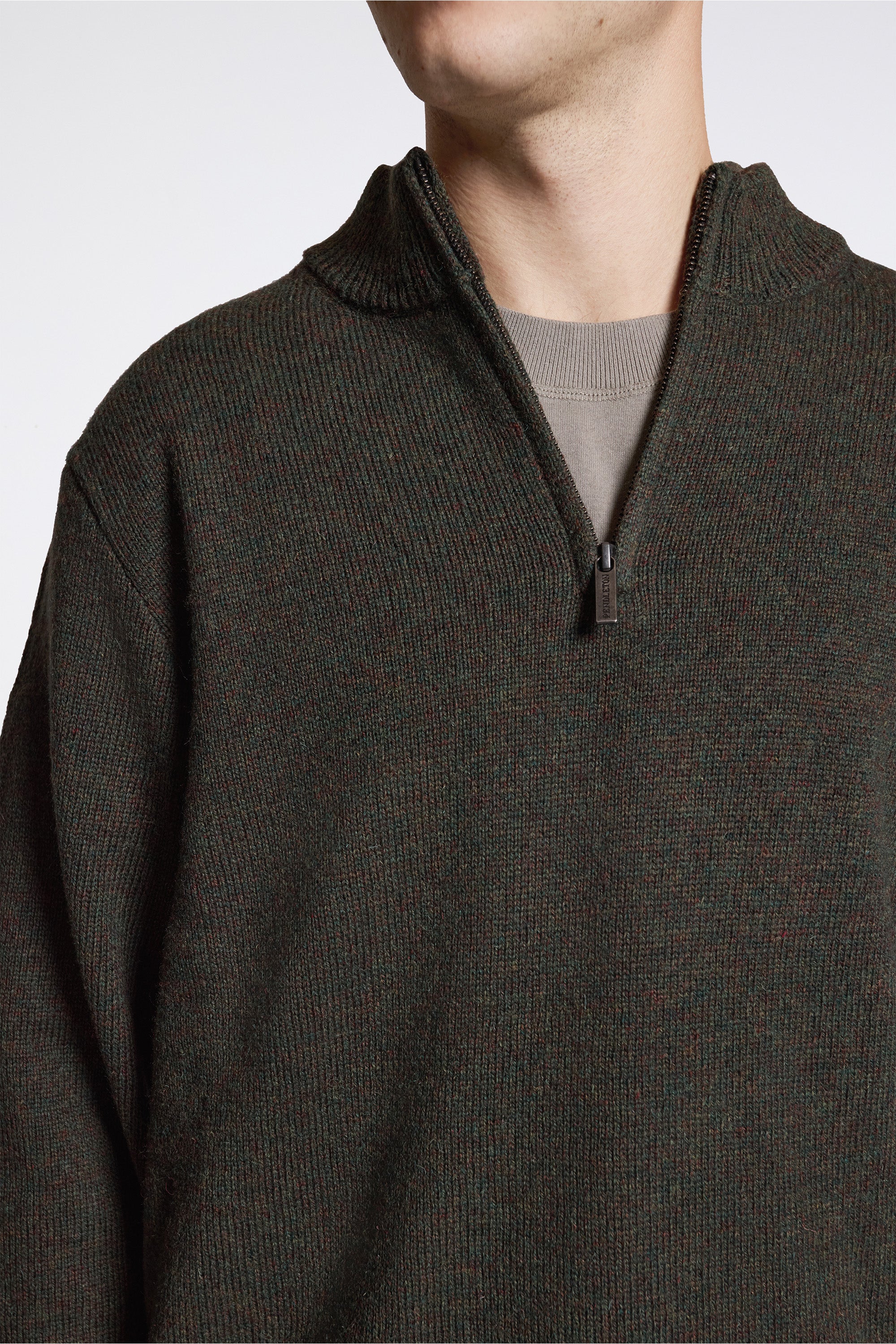 Shetland Wool 1/4 Zip Sweater Camo Heather