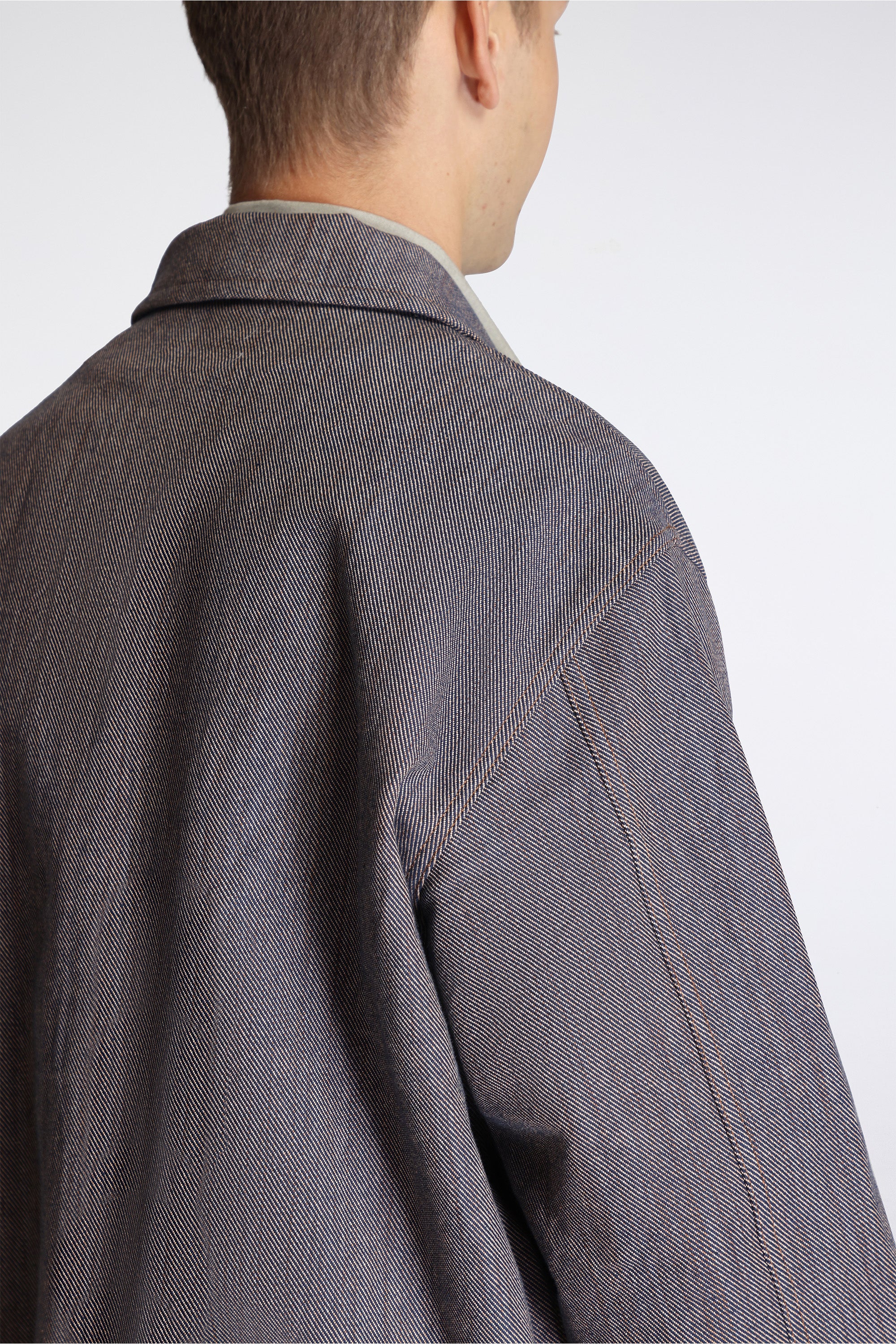 Collared Zip Blouson Persimmon Back Denim
