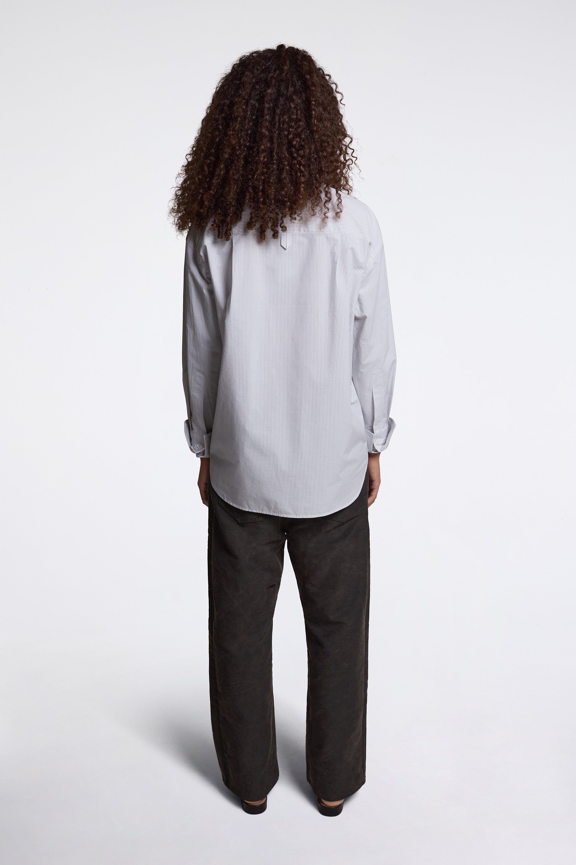 Turn Up Cuff Shirt White / Grey