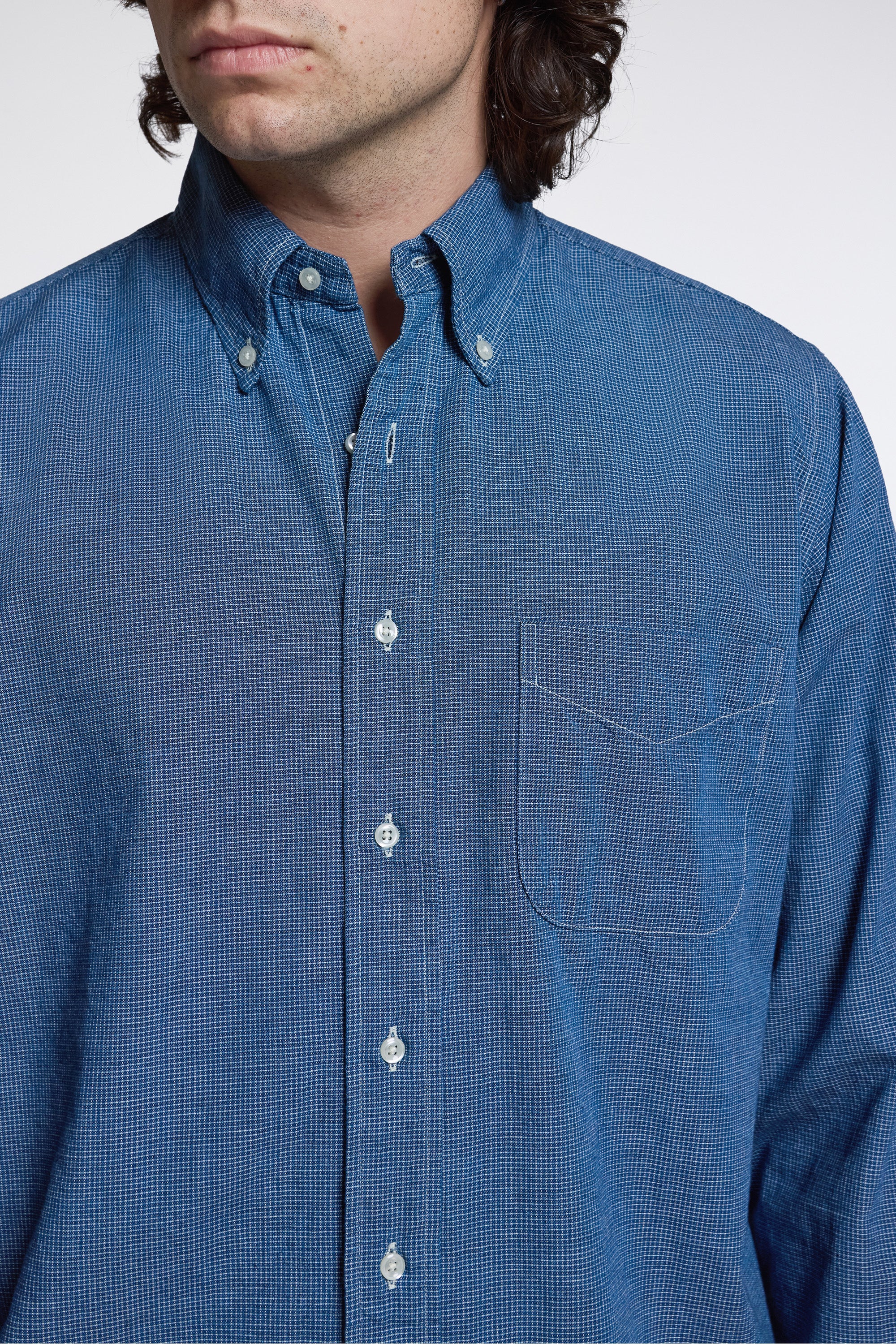 Small Check Indigo Chambray Standard BD Shirt