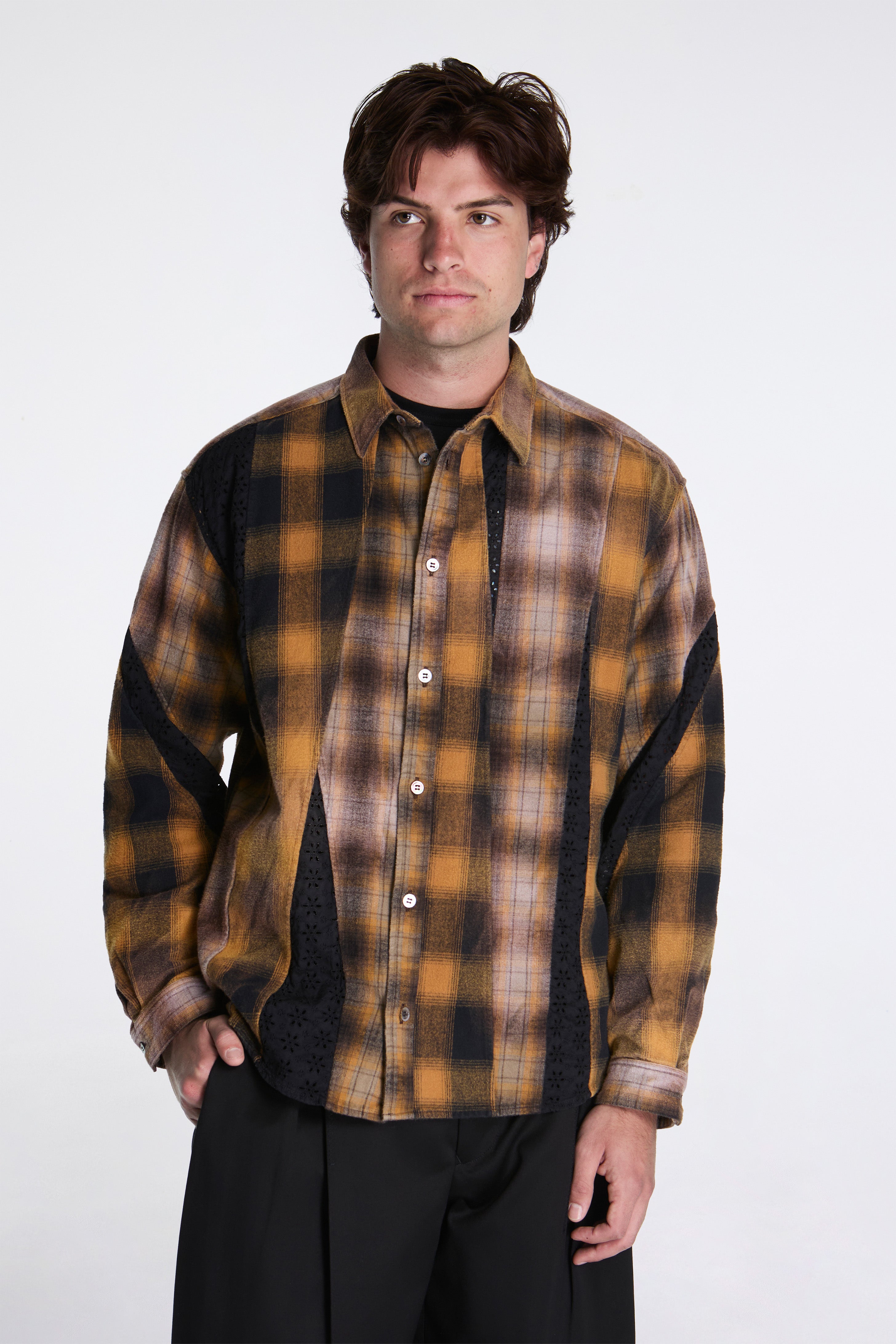 Vintage-Effect Asymmetric Shirt Yellow