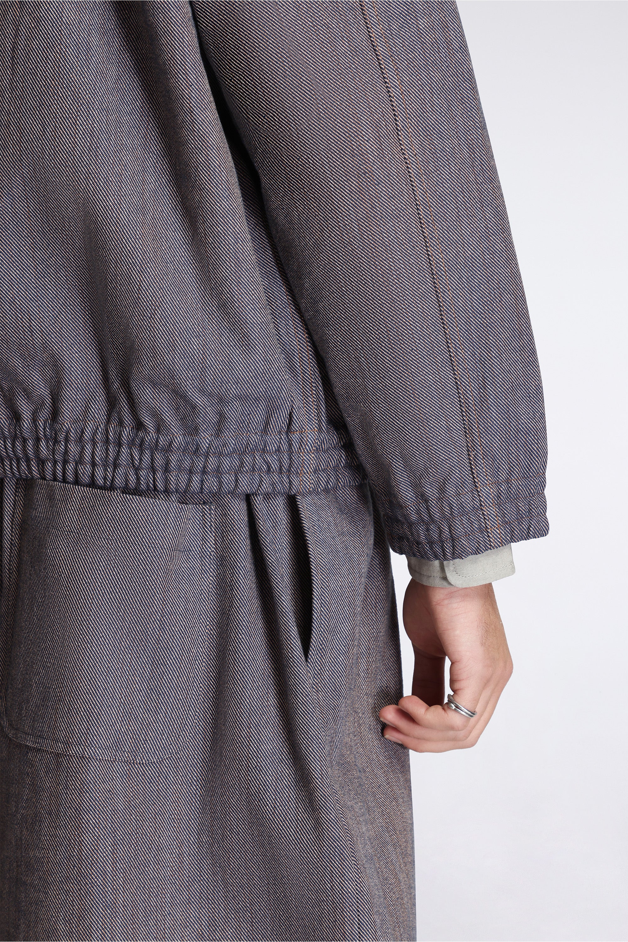 Collared Zip Blouson Persimmon Back Denim