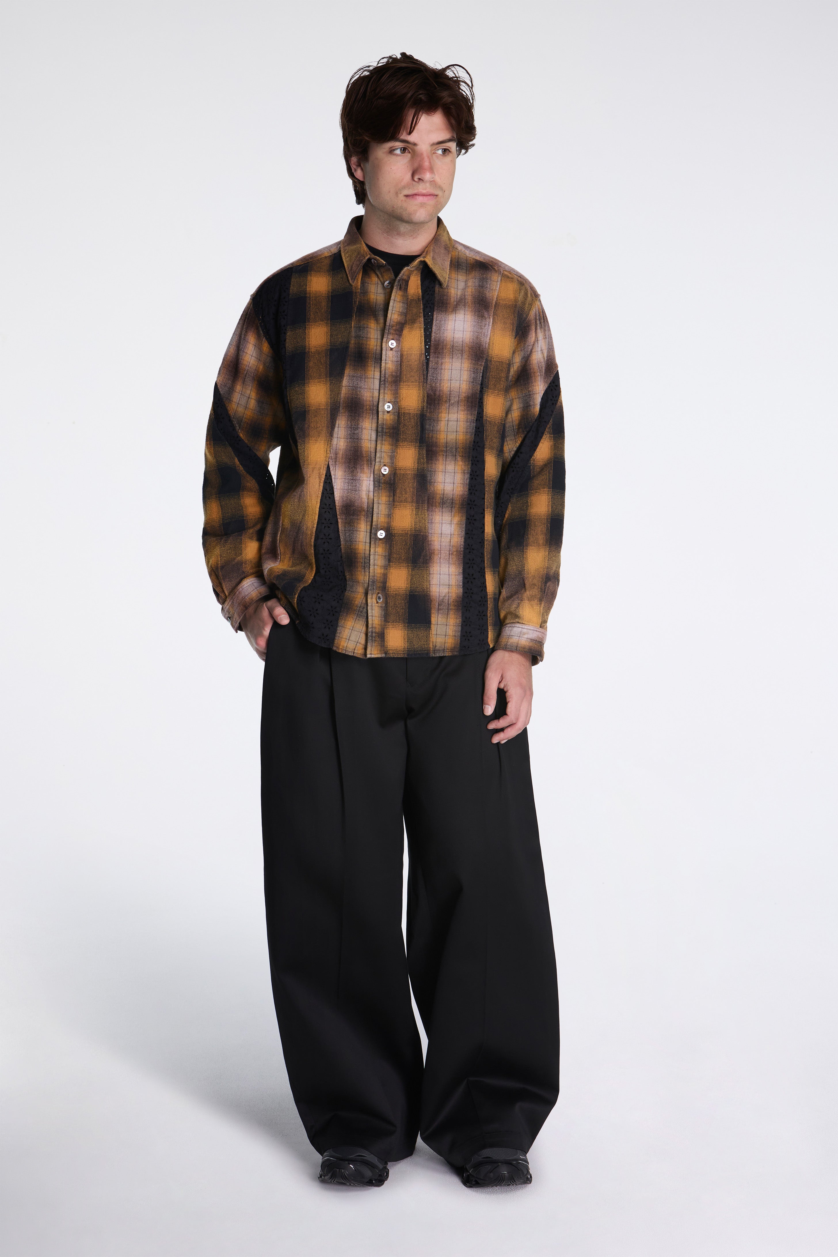 Vintage-Effect Asymmetric Shirt Yellow