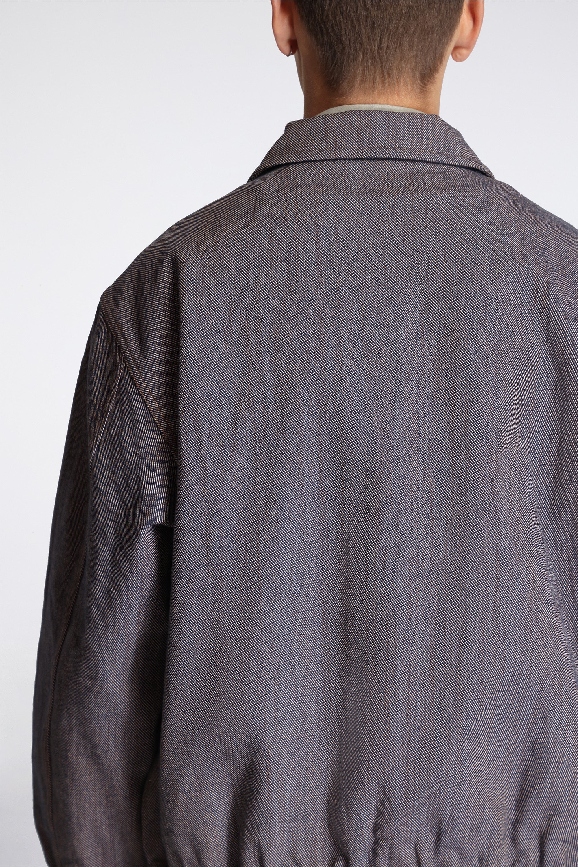 Collared Zip Blouson Persimmon Back Denim