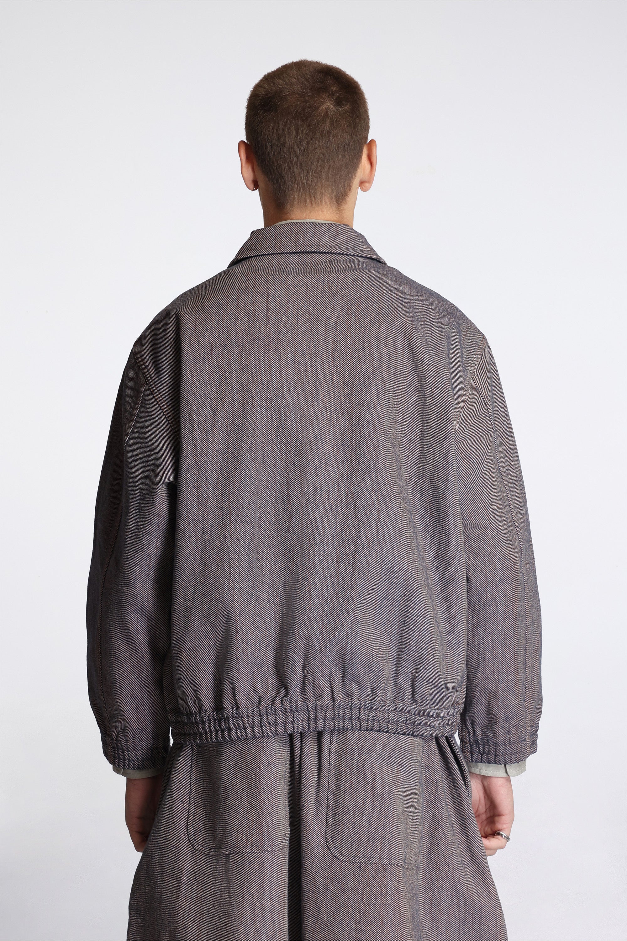 Collared Zip Blouson Persimmon Back Denim