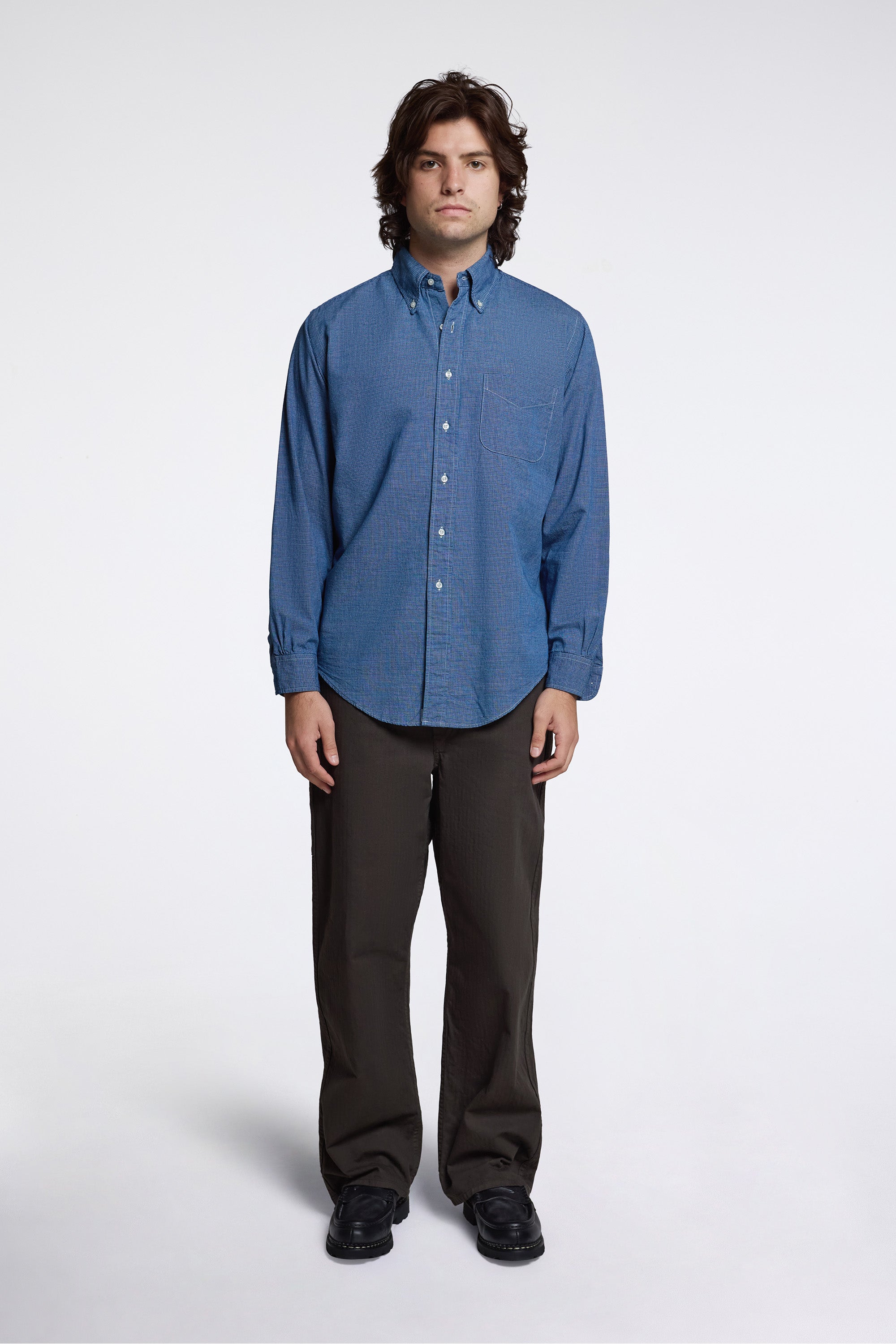 Small Check Indigo Chambray Standard BD Shirt