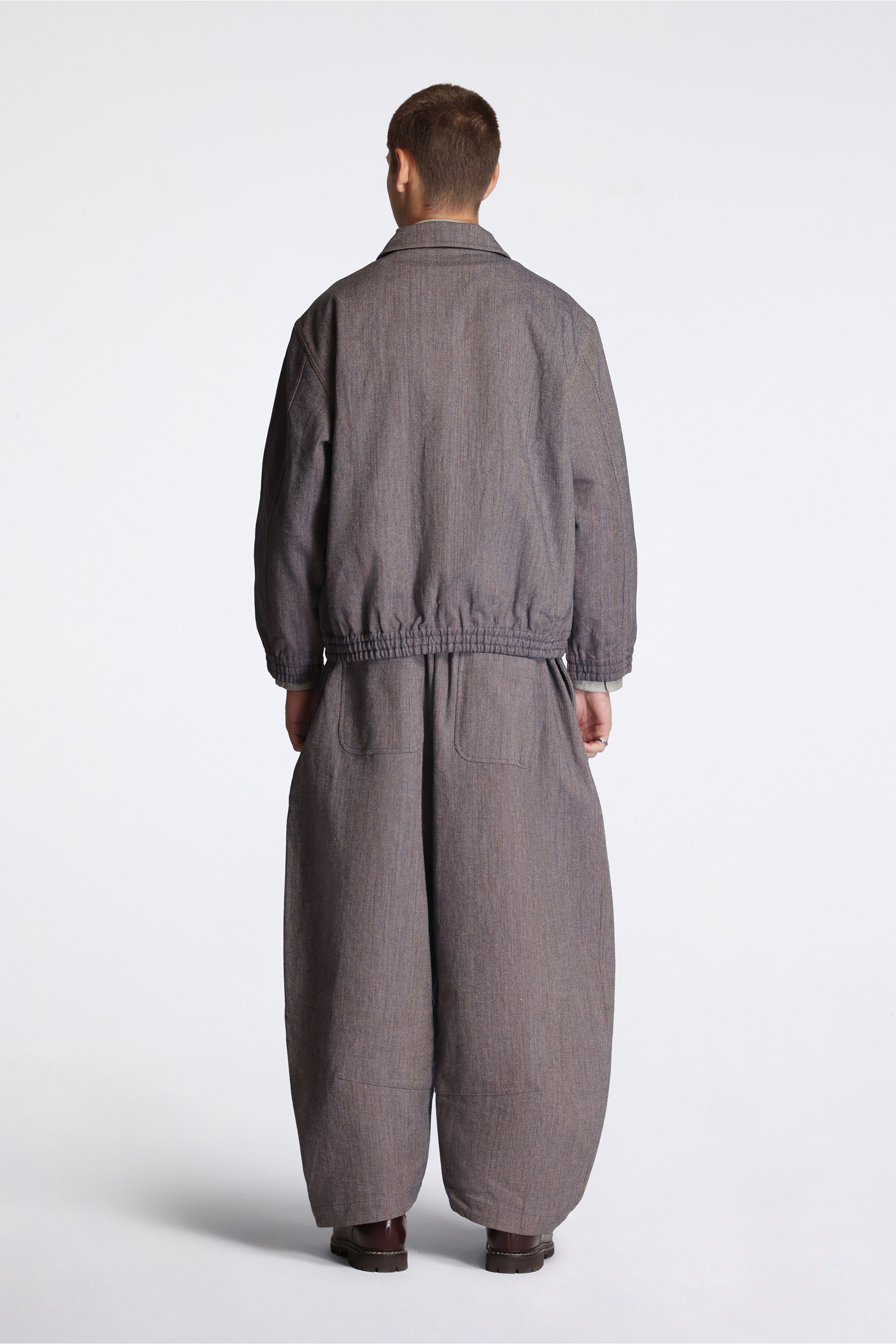 Collared Zip Blouson Persimmon Back Denim
