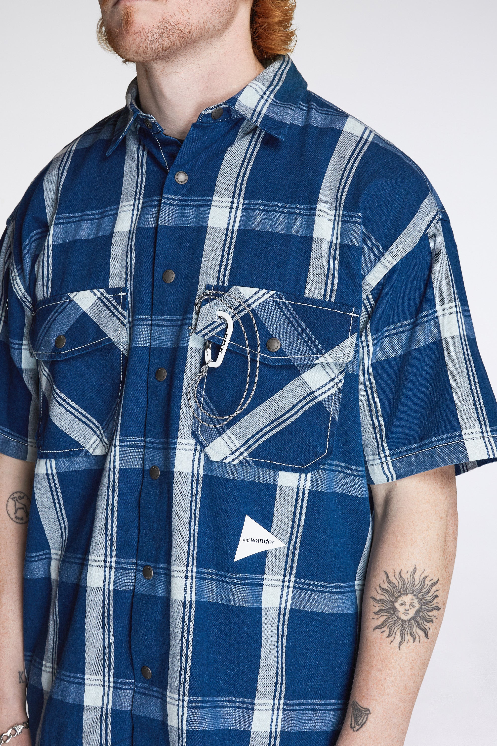 and Wander Indigo Check SS Shirt Blue | HAVN