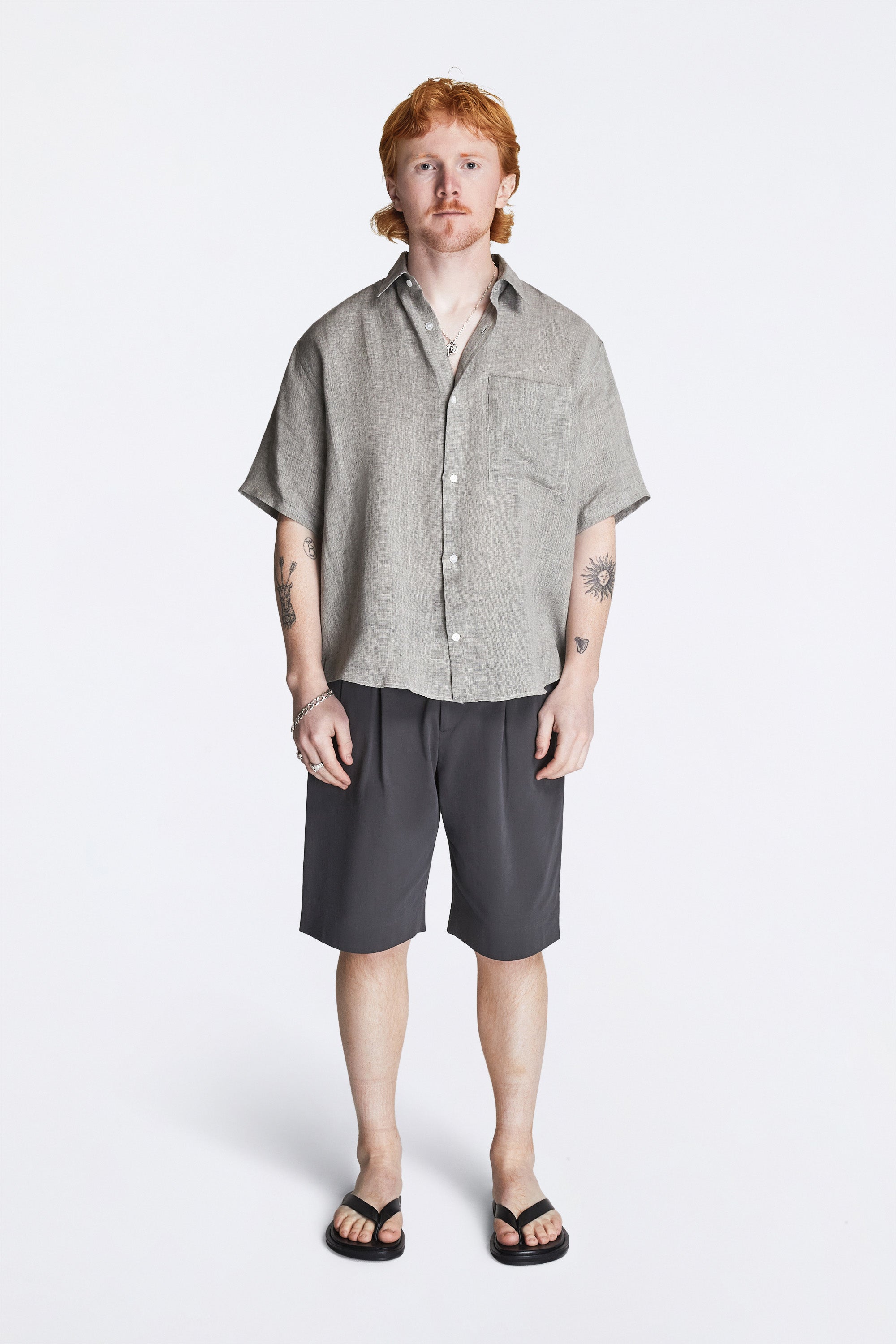 Eternal SS Shirt Linen Mesh Grey Mix