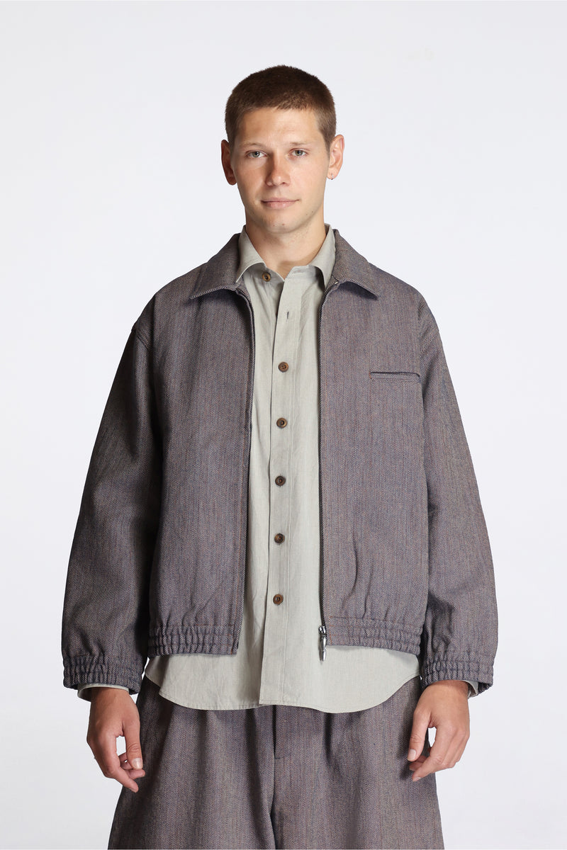 Collared Zip Blouson Persimmon Back Denim