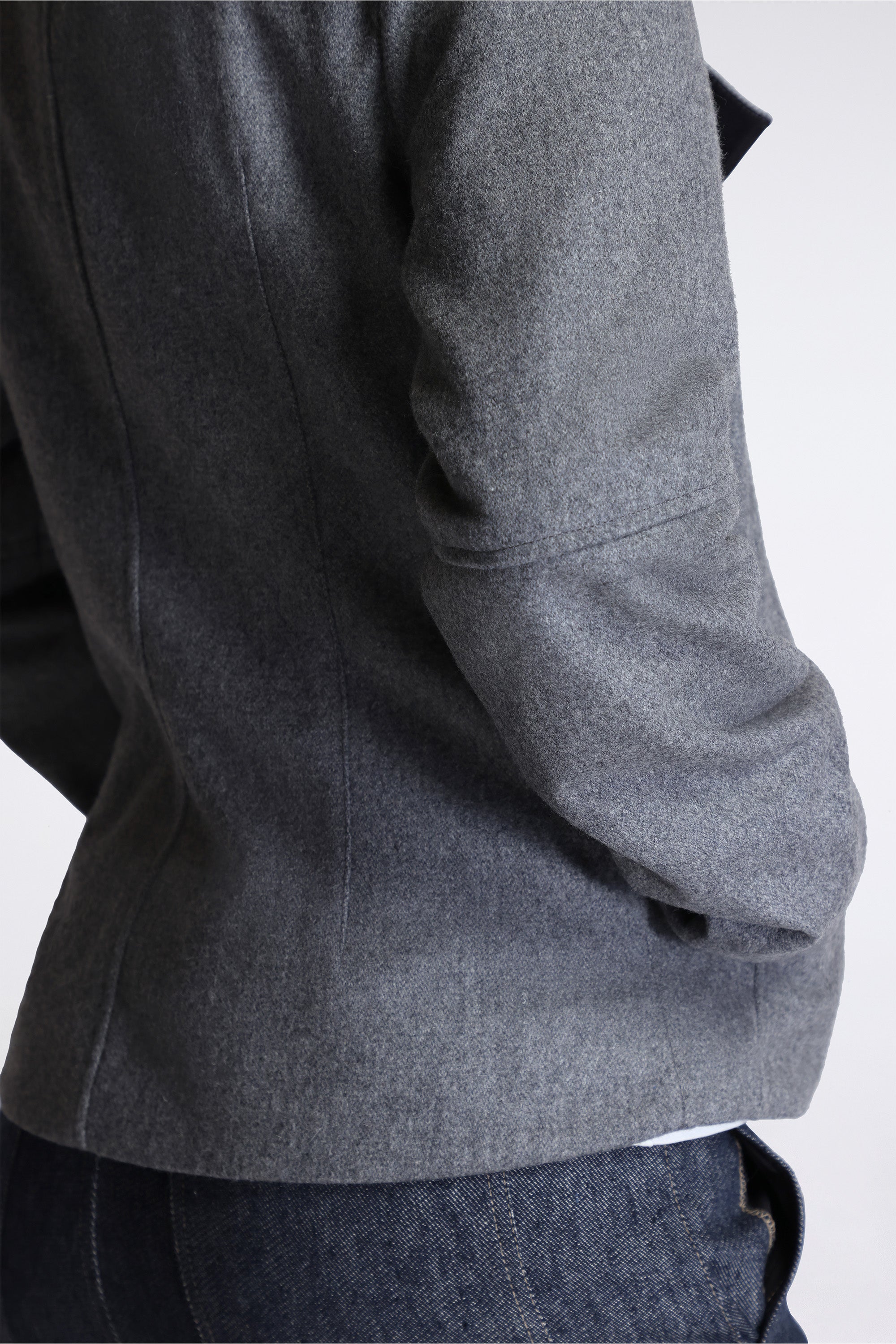 Slim Fit Military Jacket Melton Wool Grey