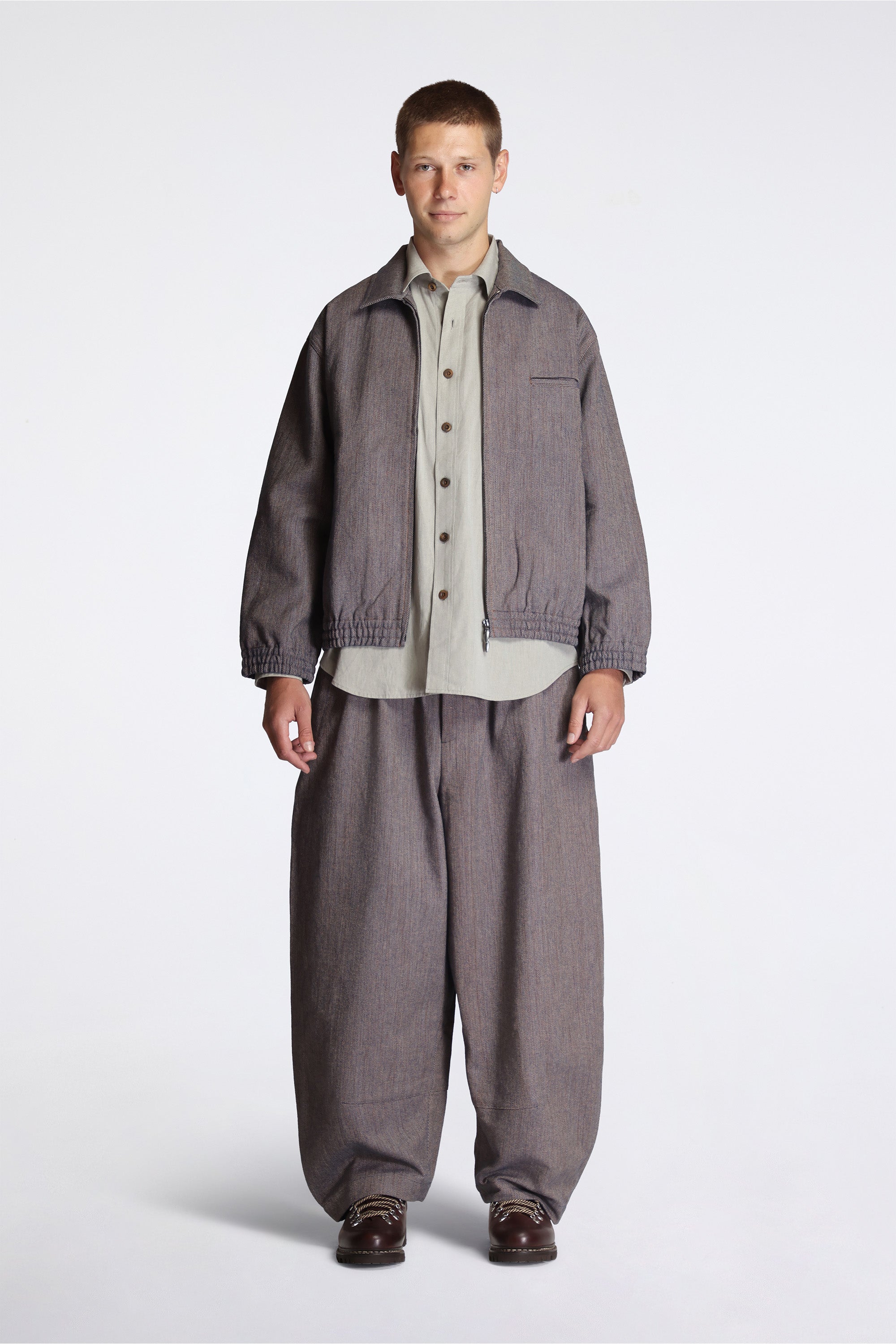 Collared Zip Blouson Persimmon Back Denim