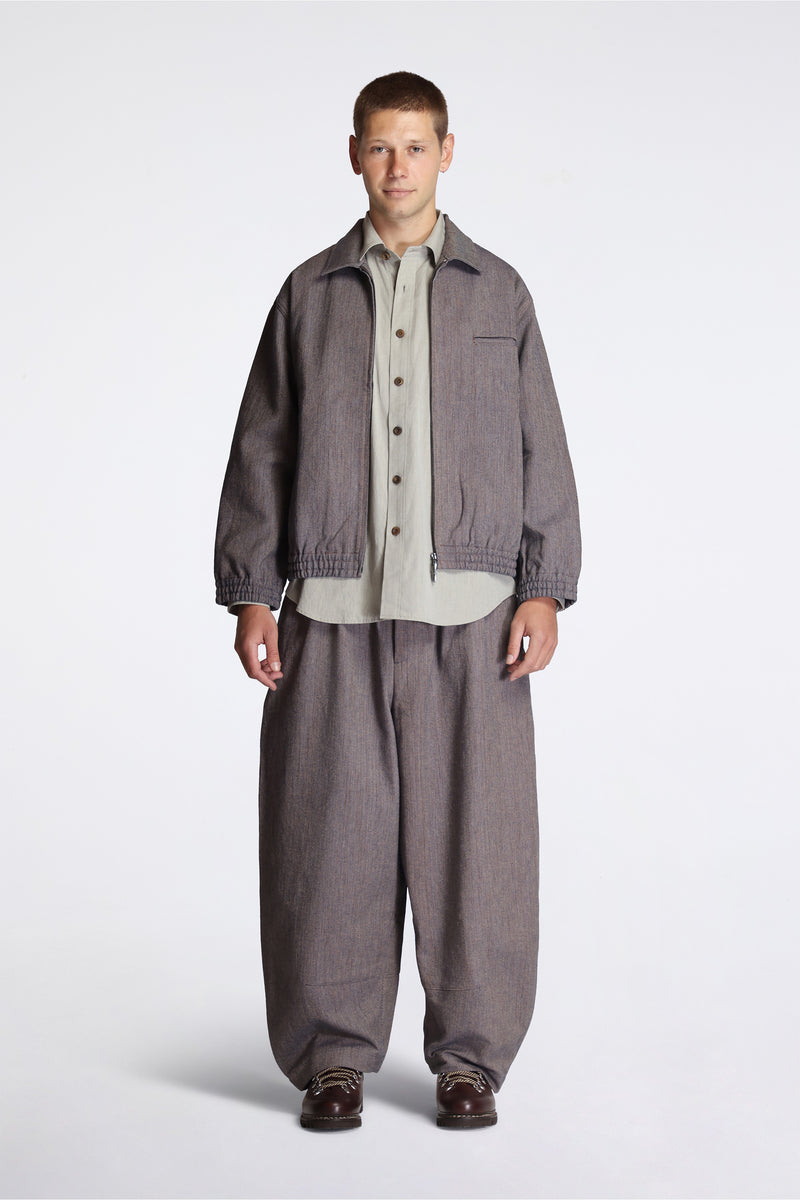 Collared Zip Blouson Persimmon Back Denim