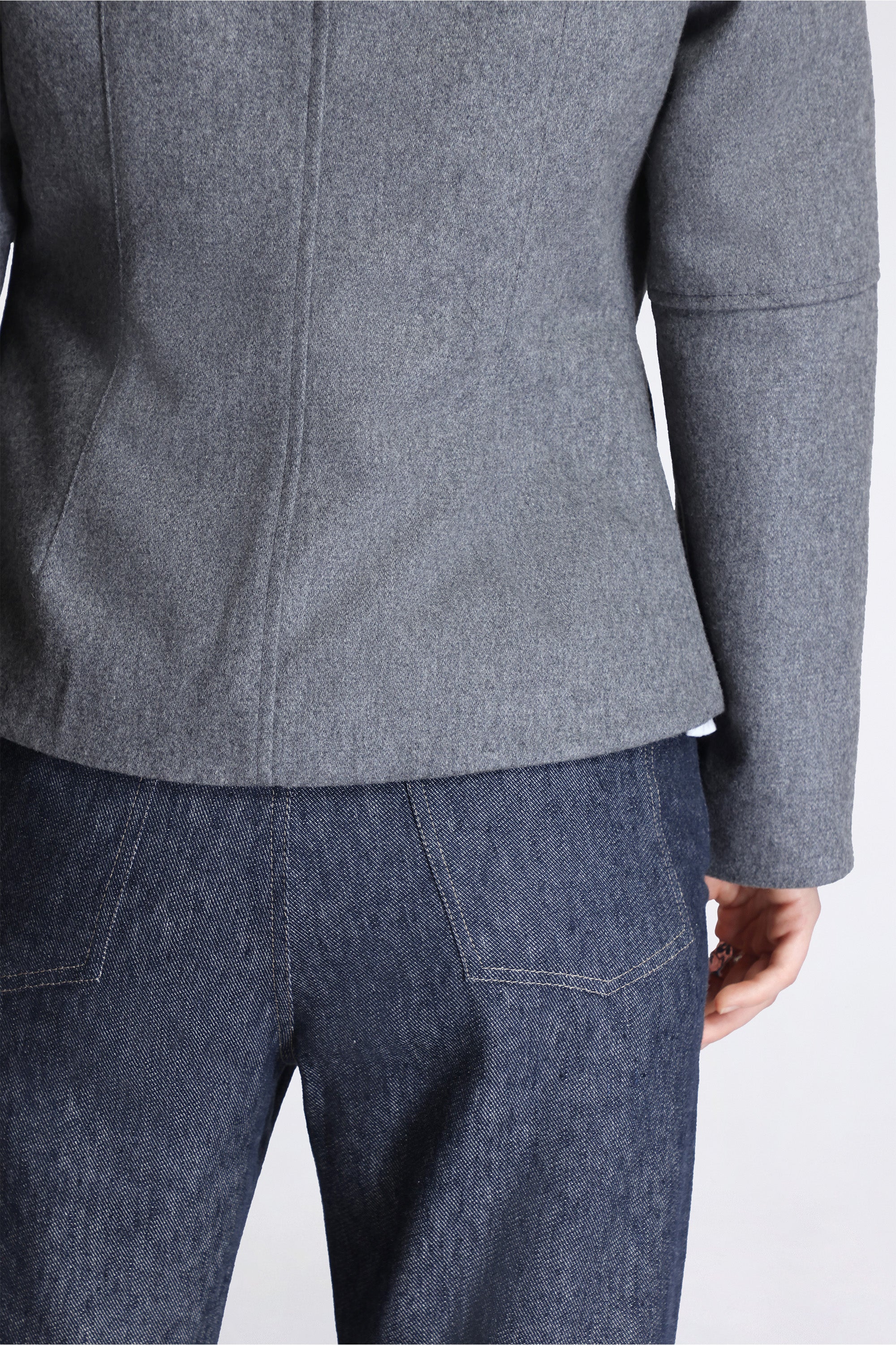 Slim Fit Military Jacket Melton Wool Grey