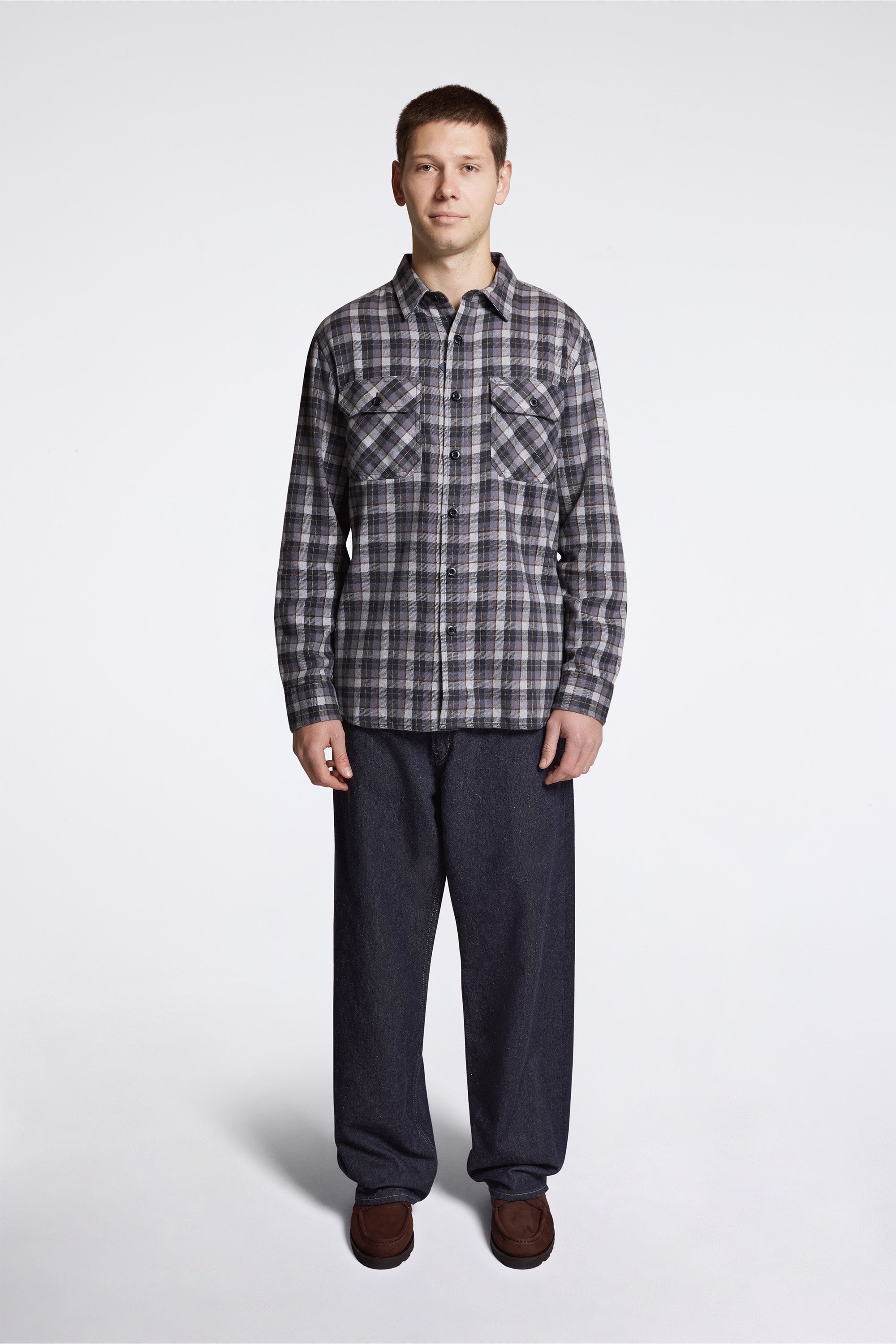 Burnside Flannel Shirt Grey Multi Plaid
