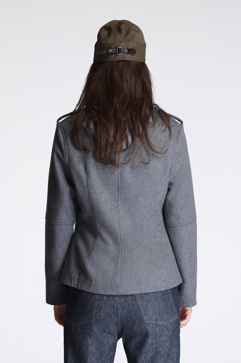 Slim Fit Military Jacket Melton Wool Grey