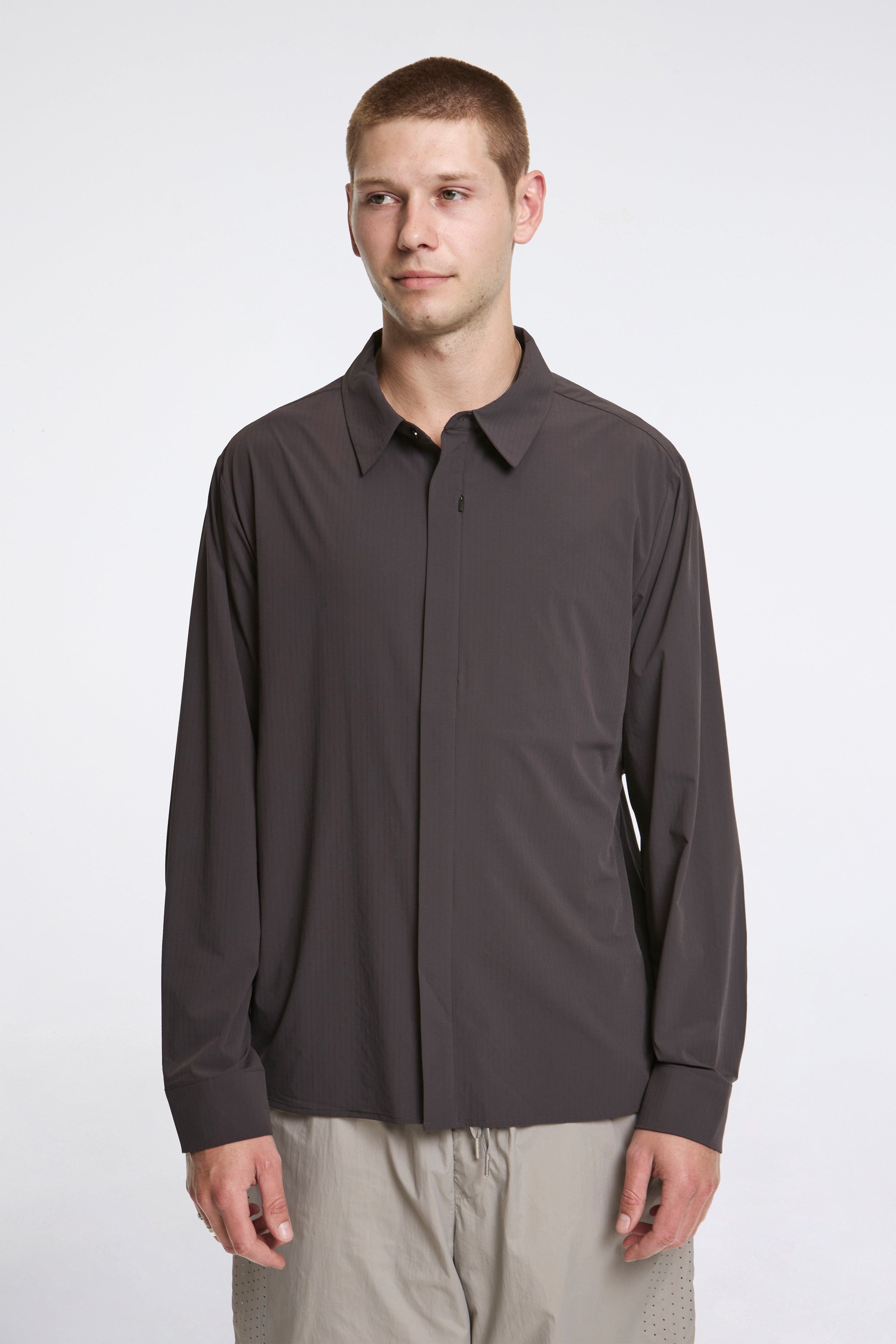 Align Button Up Shirt Charcoal Black