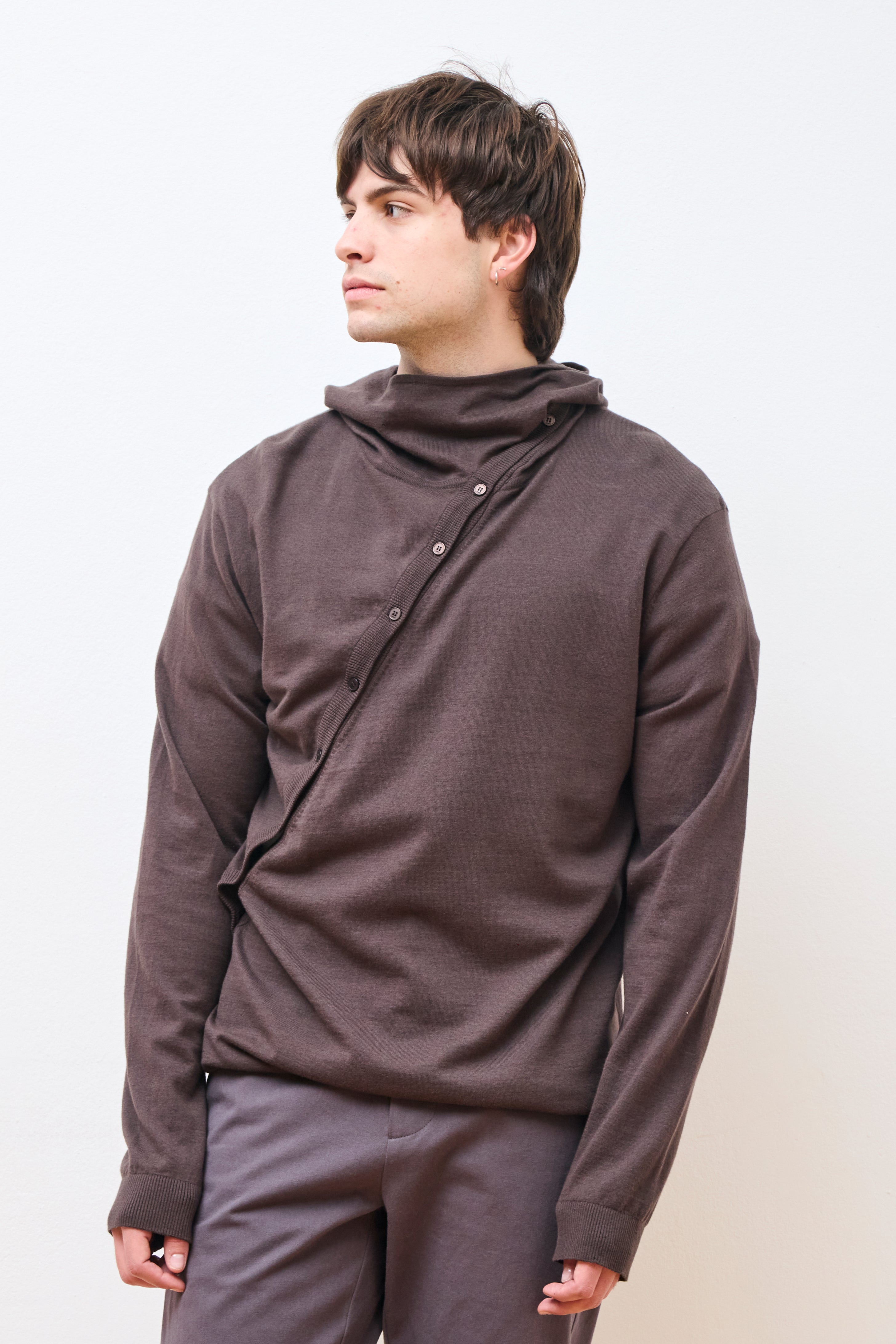 8.0 Knit Hoodie Center Brown