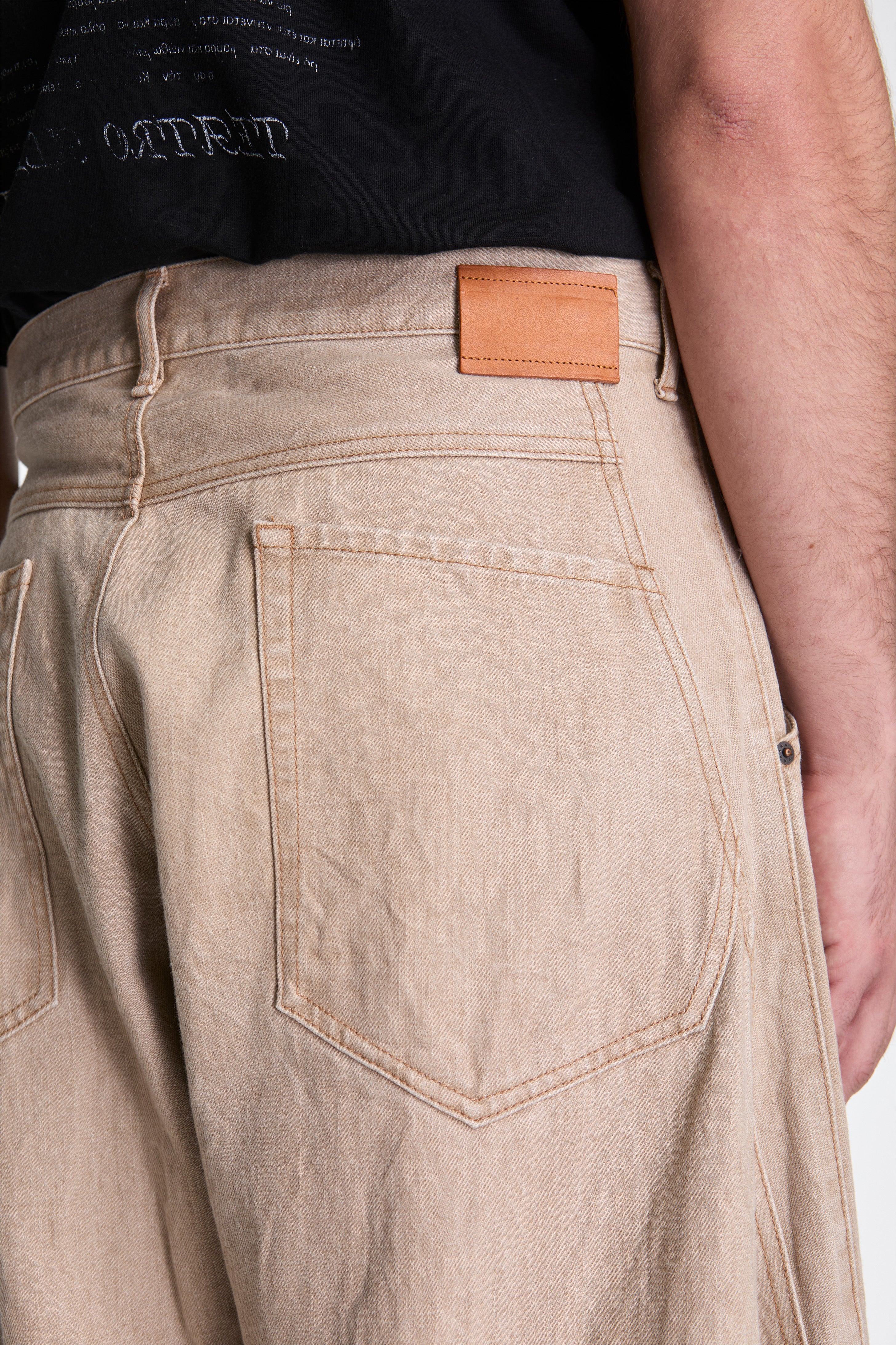 3D Cutting Denim Pants Beige