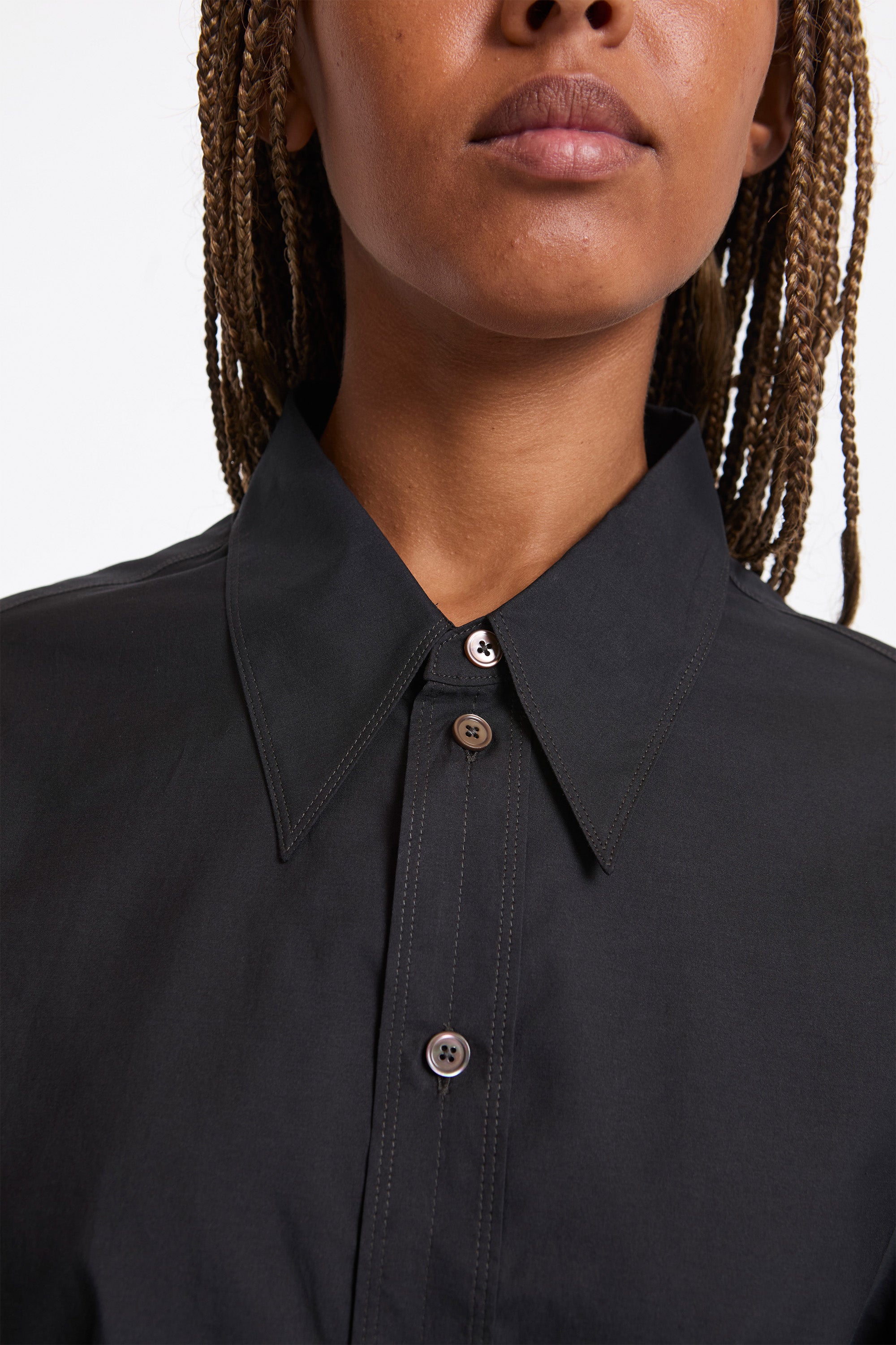 Pointed Collar Shirt Squid Ink