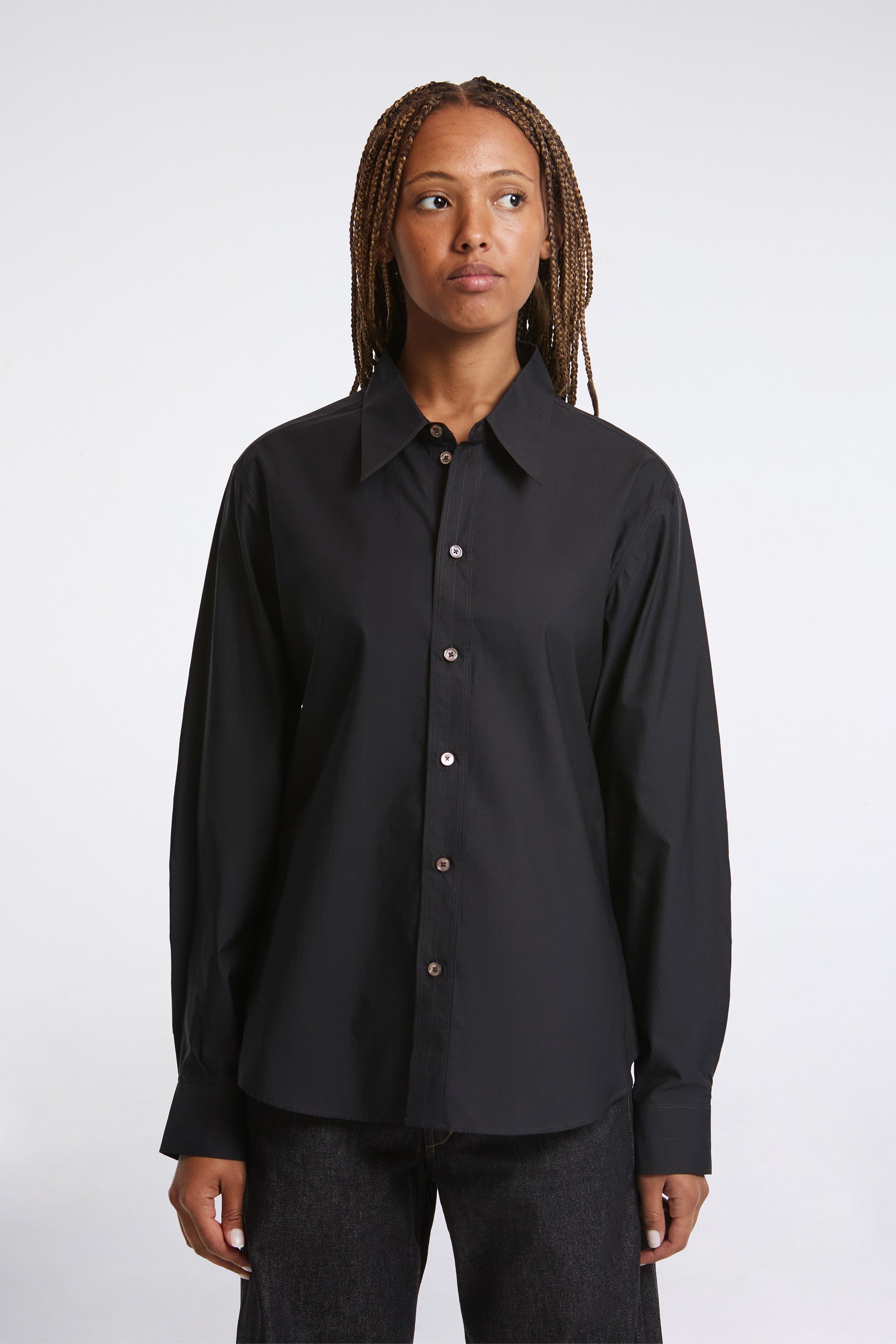 Pointed Collar Shirt Squid Ink